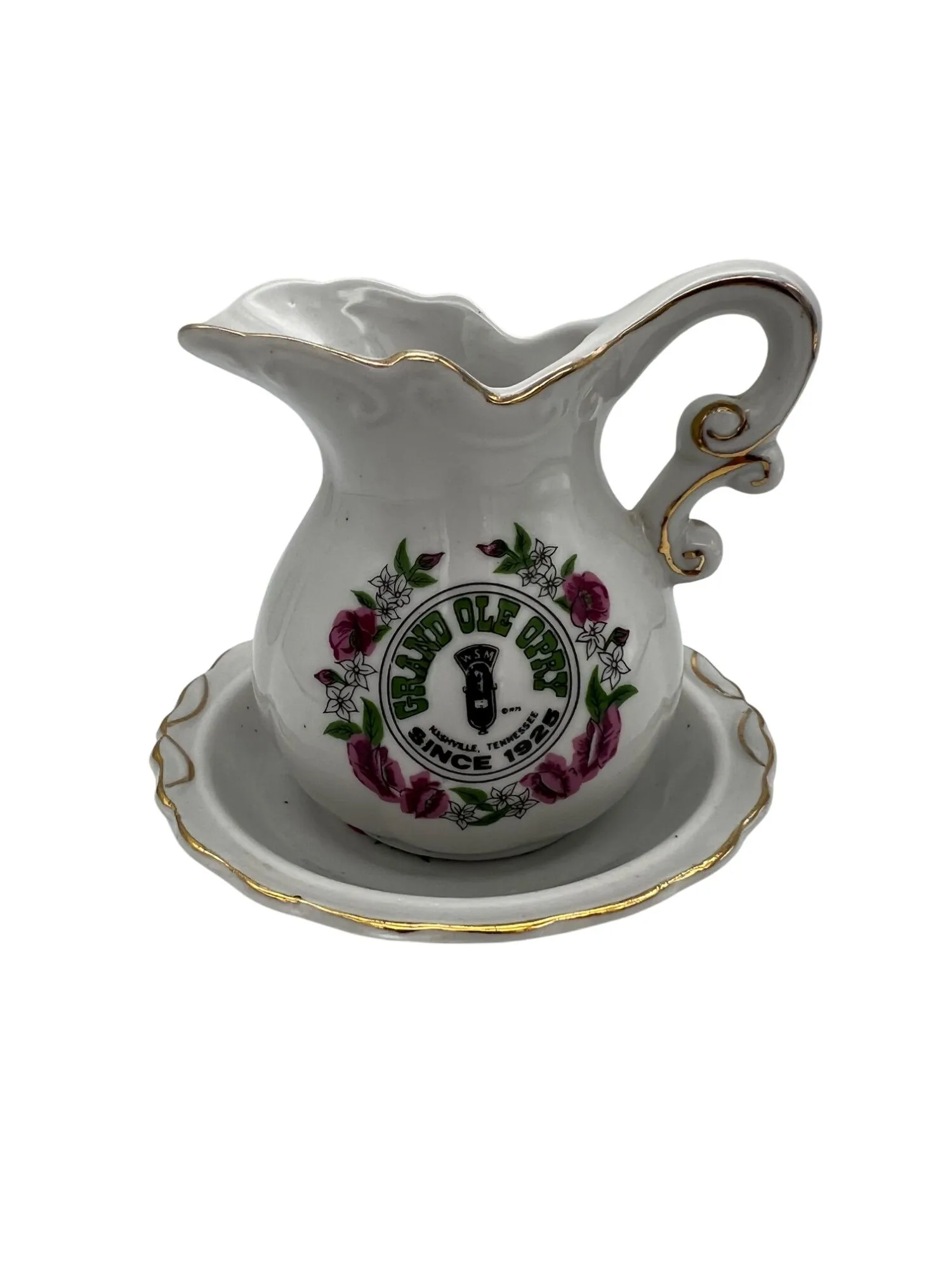 Product image for Vintage Grand Ole Opry Miniature Pitcher & Underplate 4" Tall Nashville Souvenir