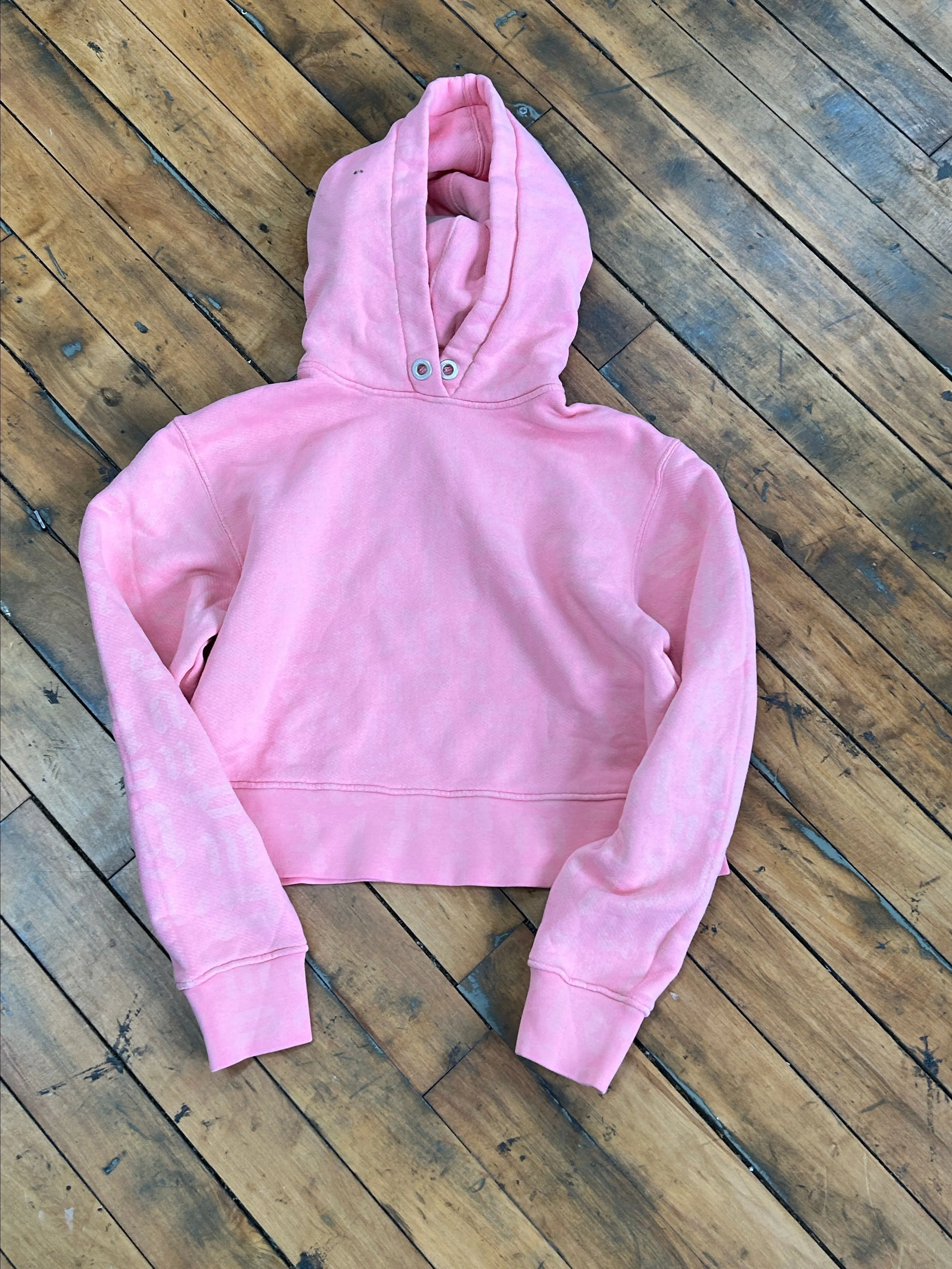 Product image for Palm Angels All Over Print Crop Hoodie | Pink | XS | $550