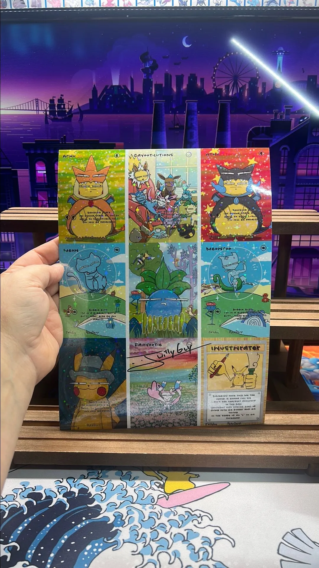 Product image for Uncut Signed Pokederp Sheet holo