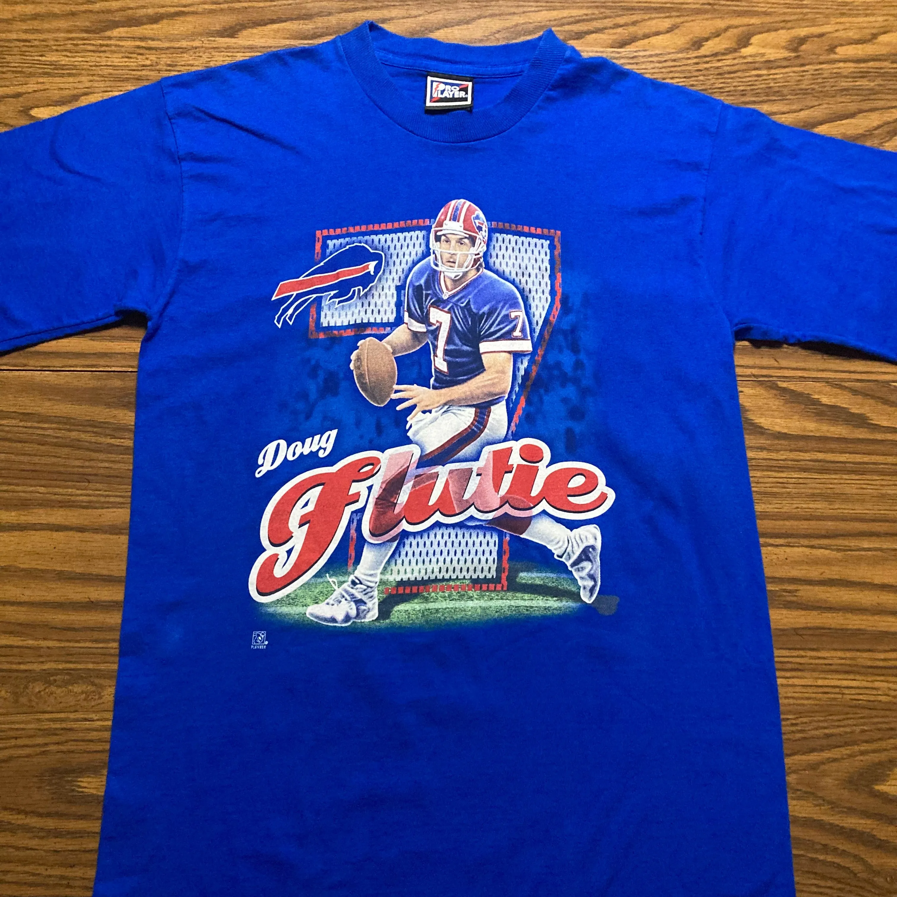 Product image for 1. Vtg Pro Player Tag Buffalo Bills Doug Flutie Tee #10089