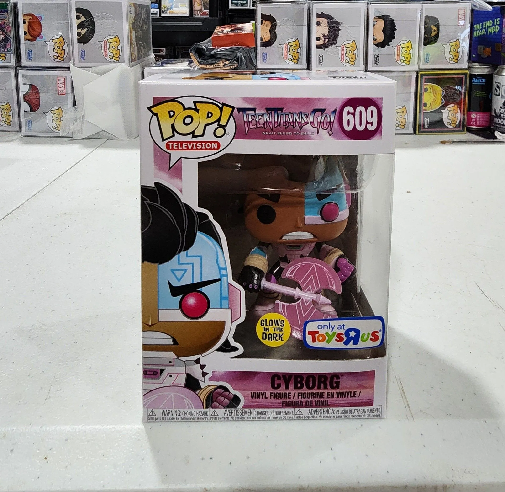 Product image for Funko Pop Teen Titans Go! Night Begins To Shine Cyborg Glow Toys R Us Exclusive