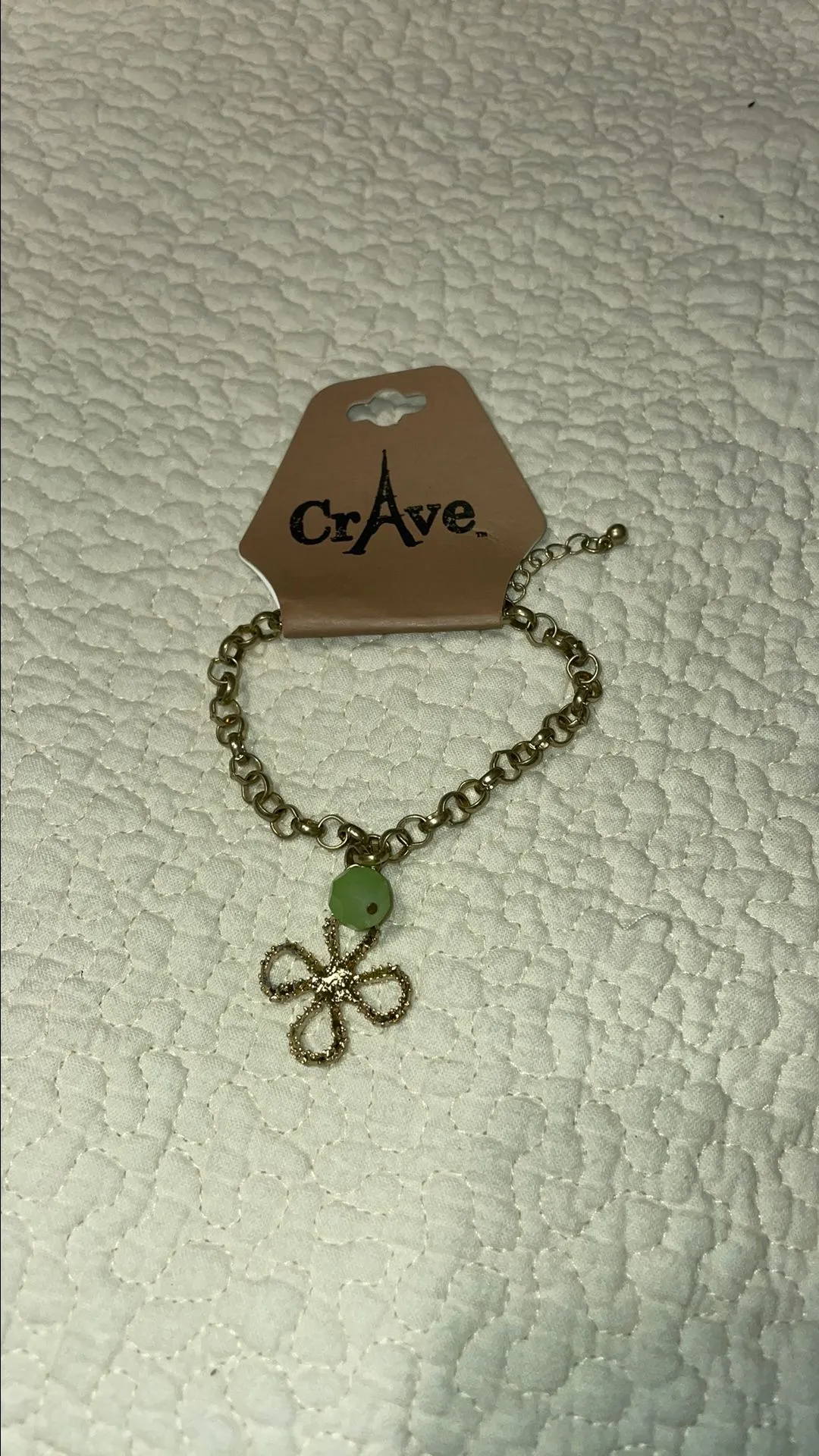 Product image for Crave flower pendant bracelet with green bead