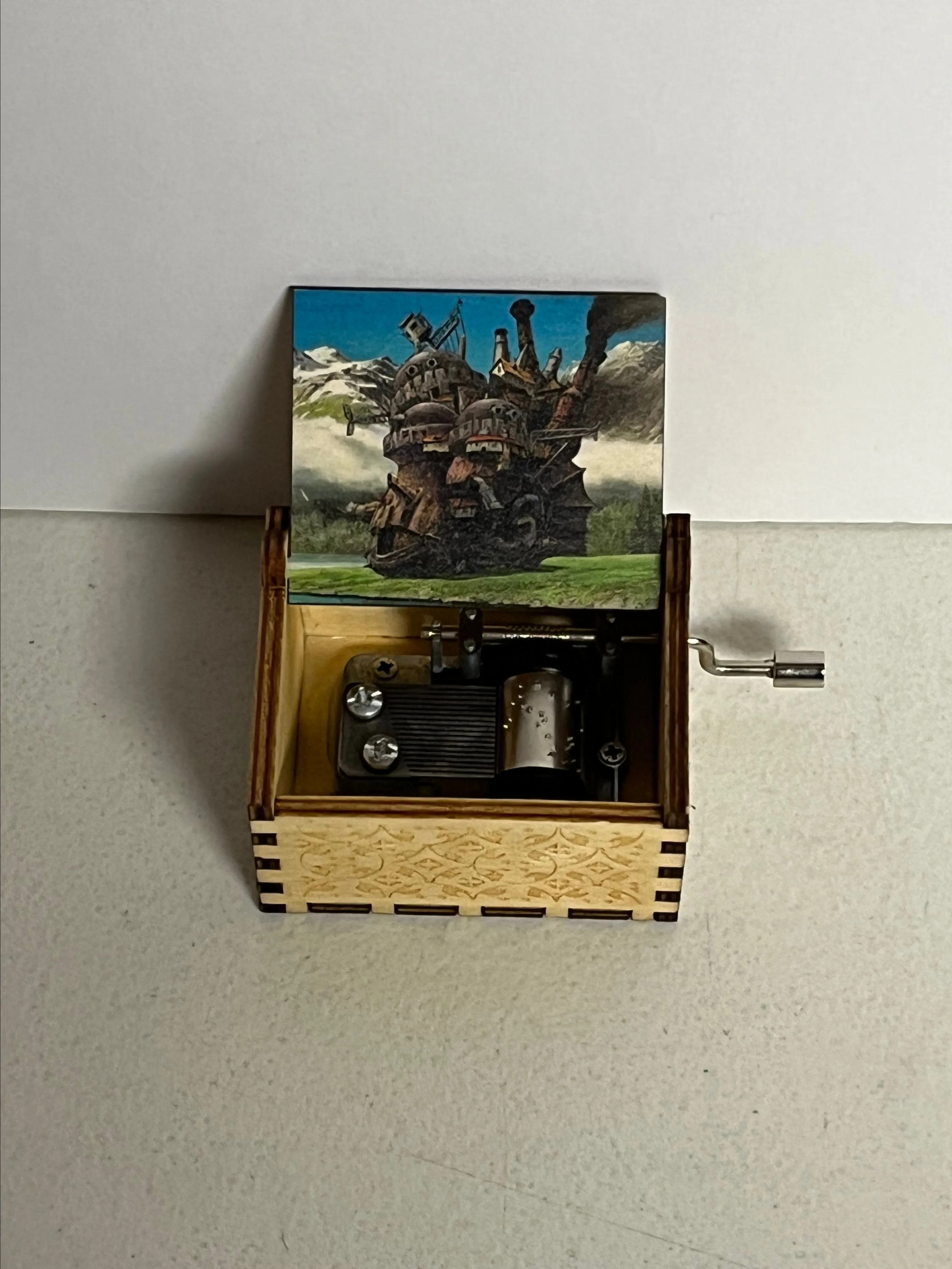 Product image for 17. Howls Moving Castle Hand Crank Wooden Music Box Anime