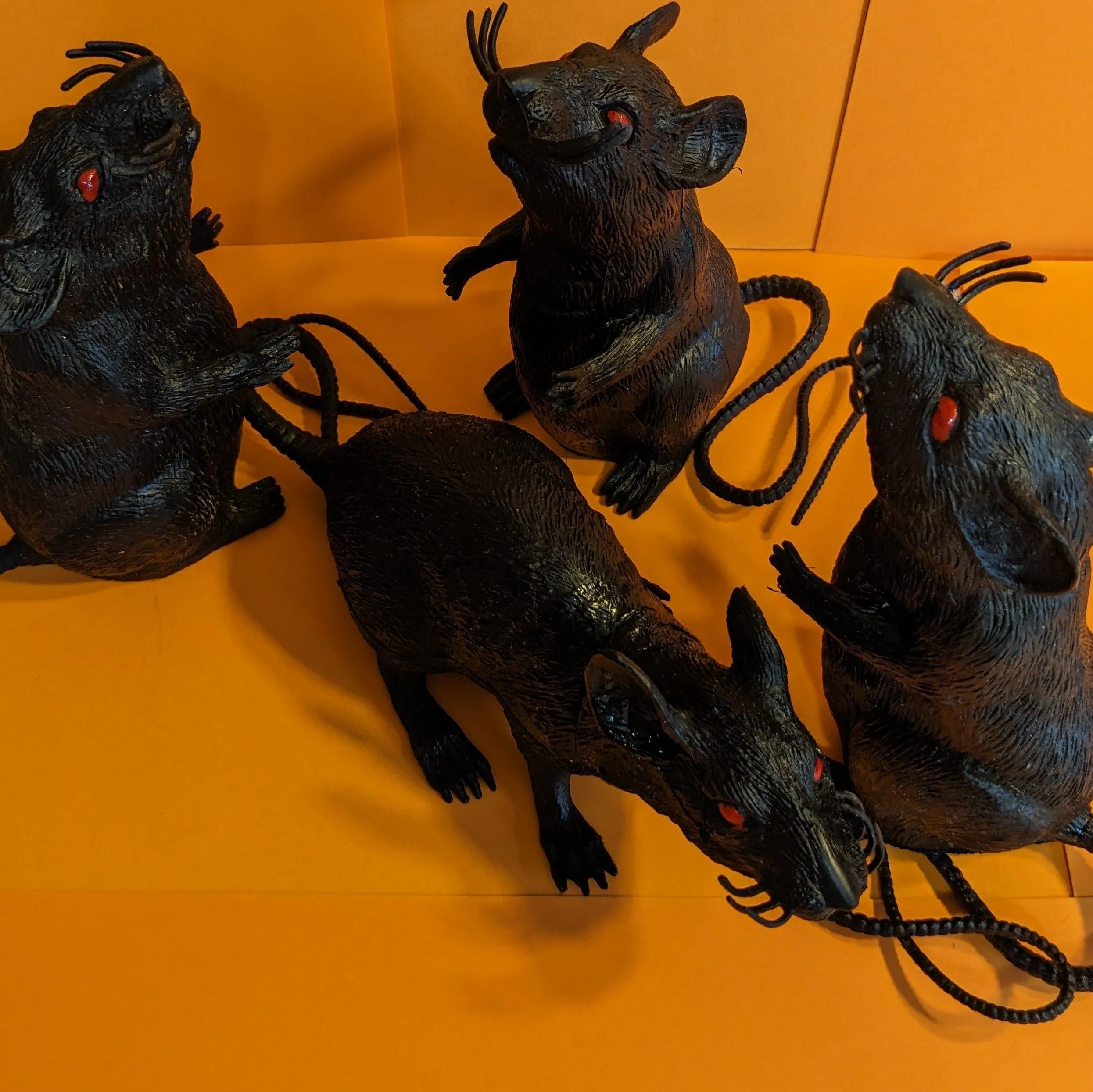 Product image for Halloween Props Rubber Rats squeaker set of 4 #H-2