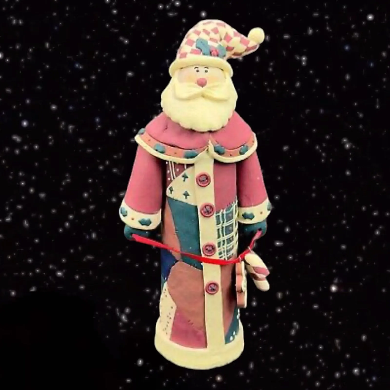 Product image for Lightweight Santa Claus Figurine Holding Ornaments Christmas Theme Whimsical 9”T