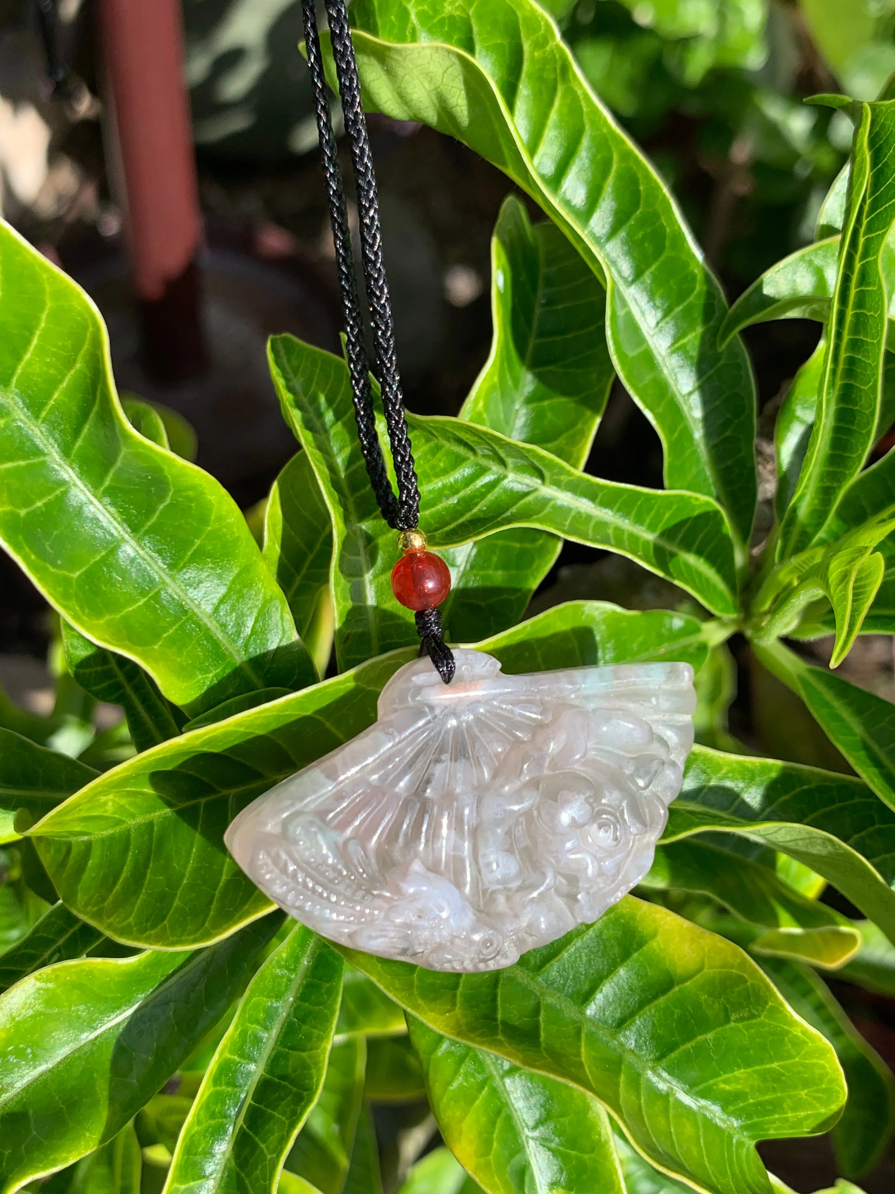 Product image for Green flower agate fan