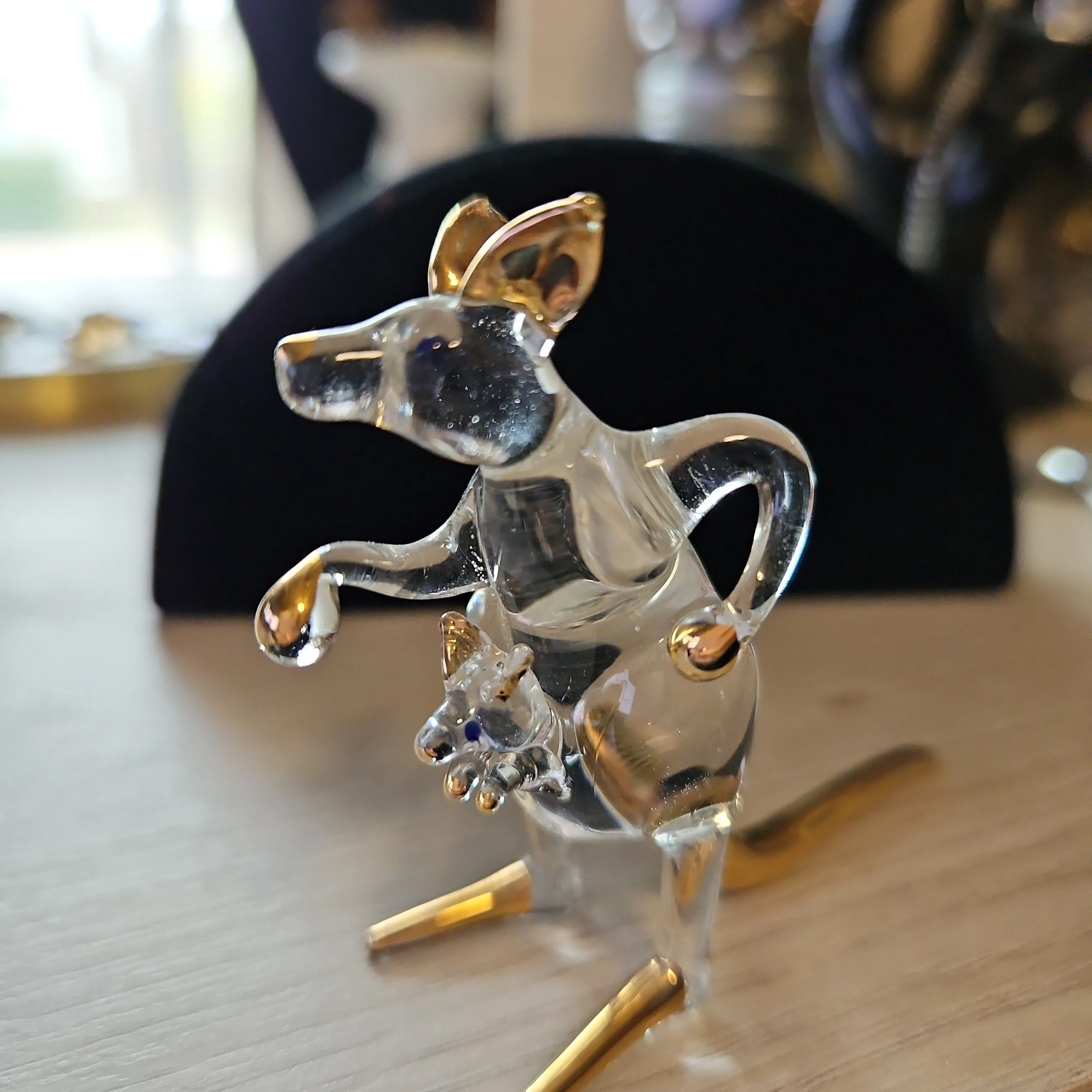 Product image for Crystal Figurine - Crystal and Gold Kangaroo