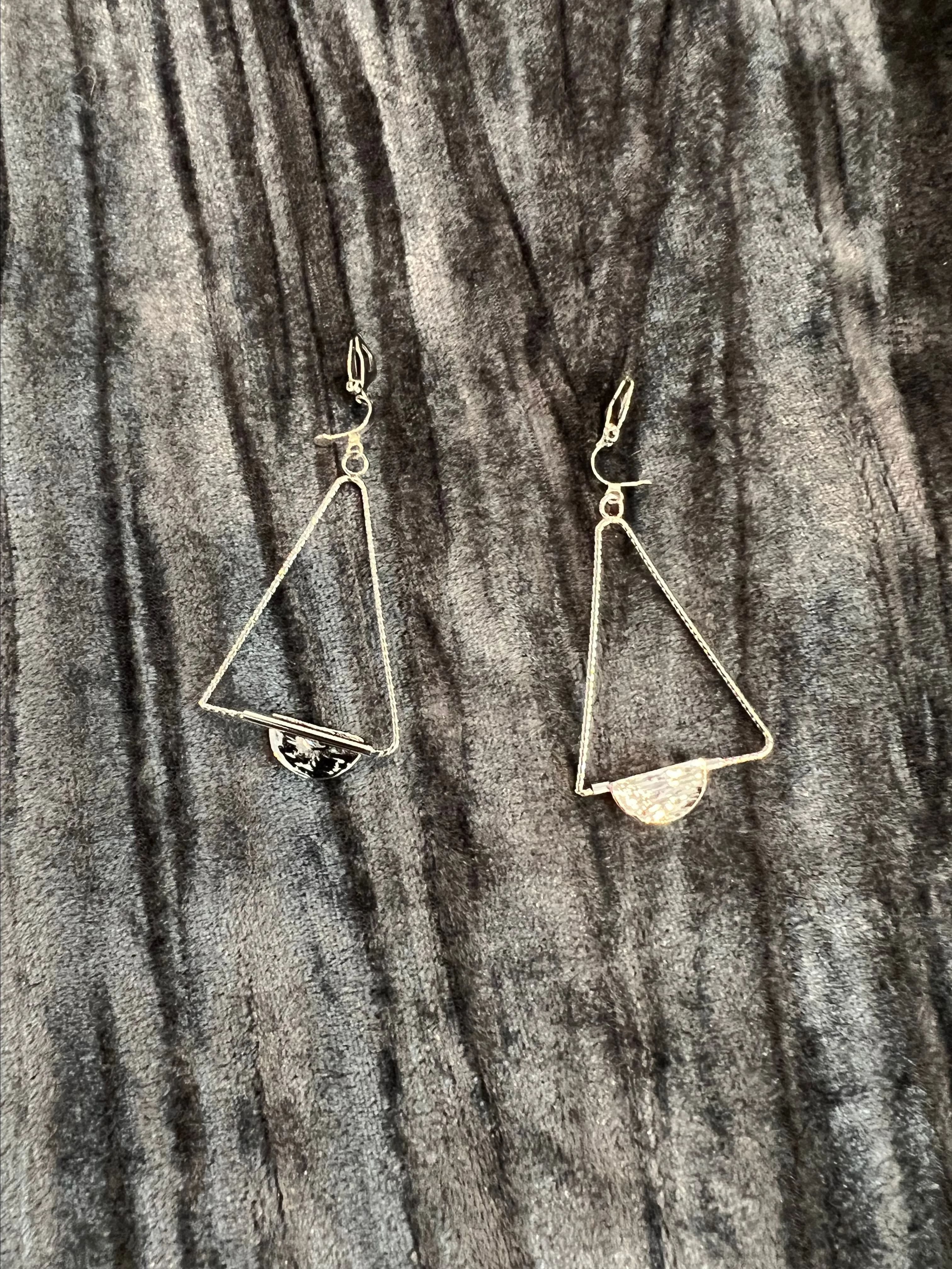Product image for Geometric Silver and Black Earrings