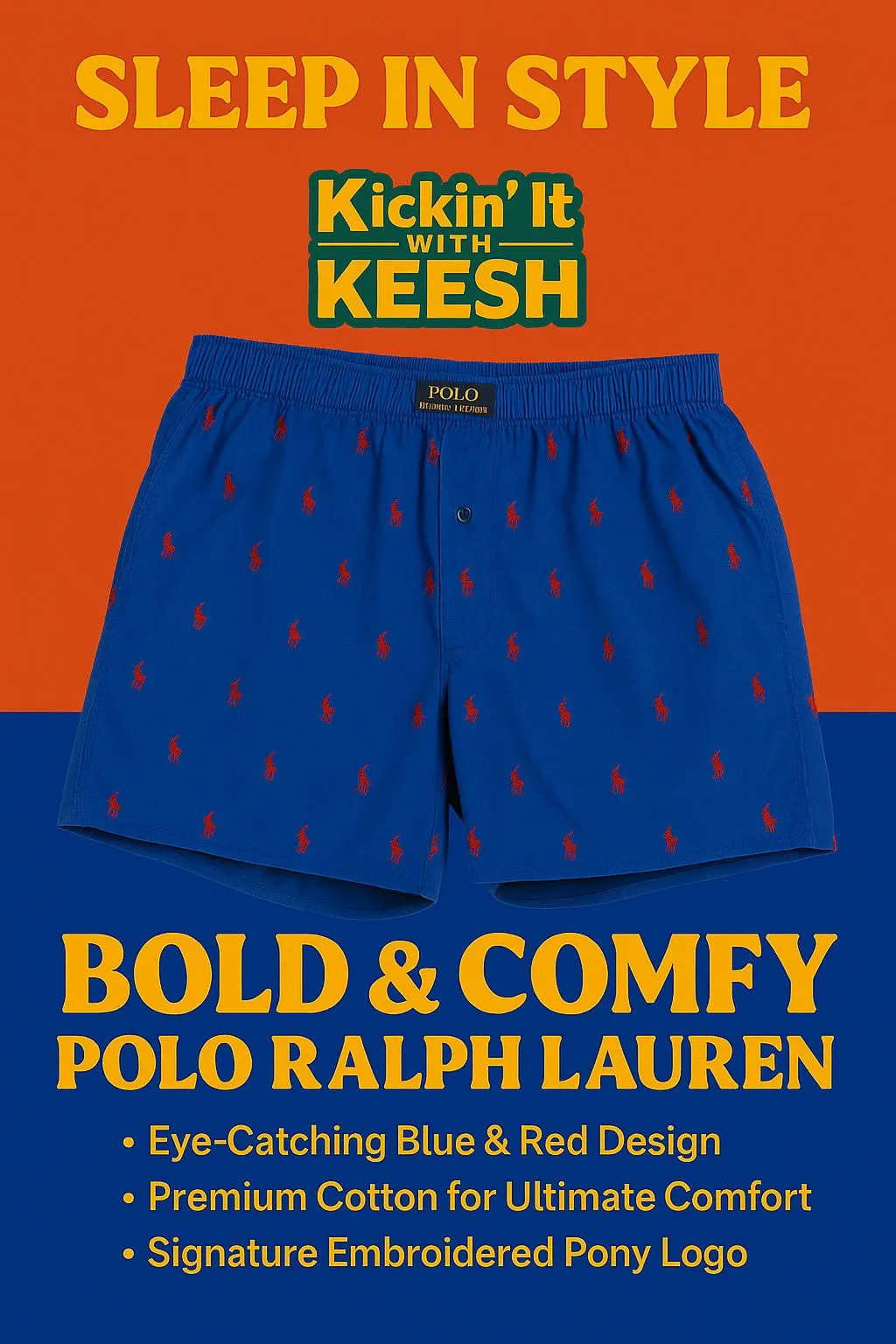 Product image for Polo Ralph Lauren Boxer Shorts Men's Medium Blue Red Pony Logo Classic Iconic