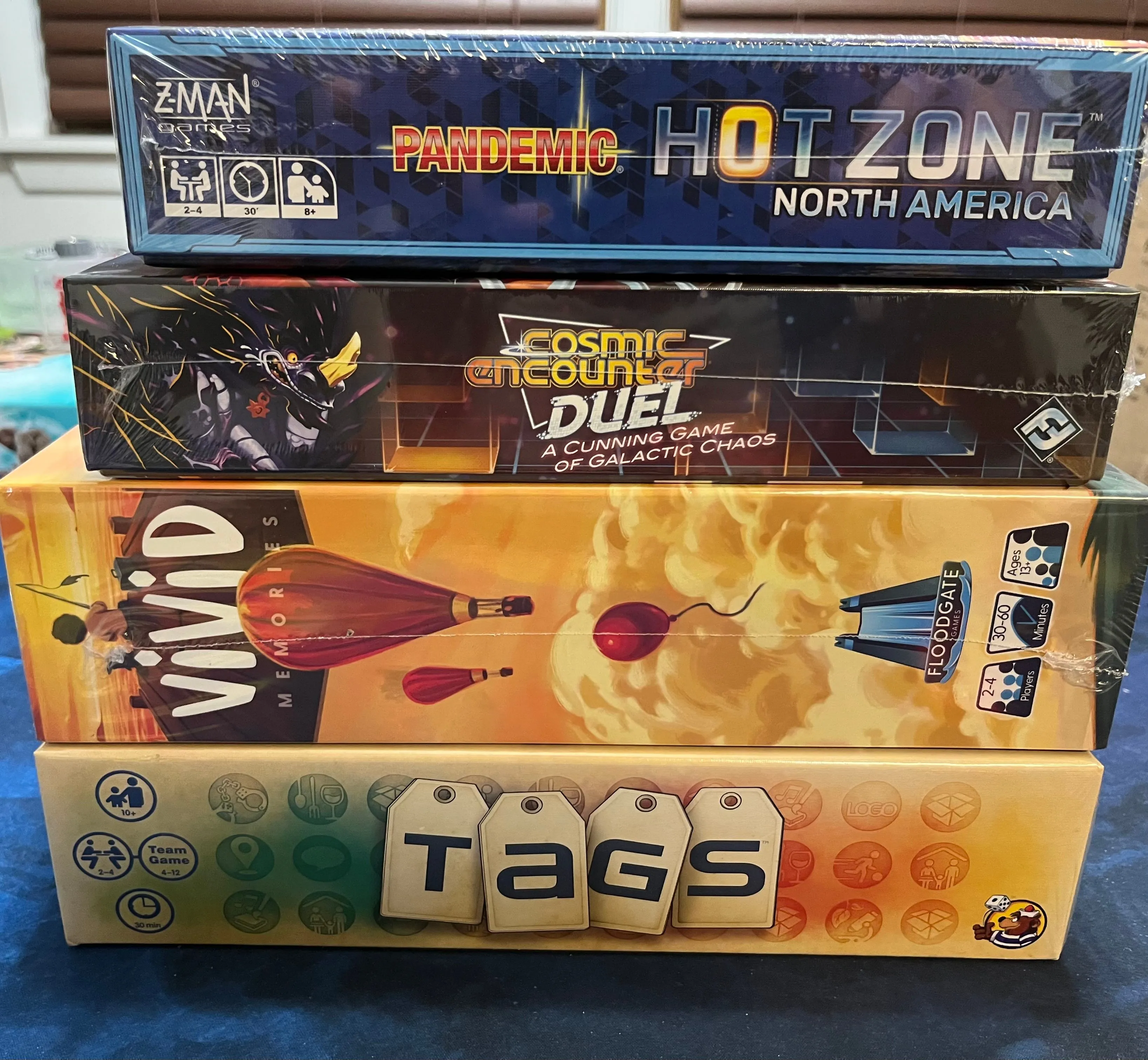 Product image for Four Sealed Board Games! Vivid Memories, Cosmic Encntr Duel, Tags, and Pandemic Hot Zone
