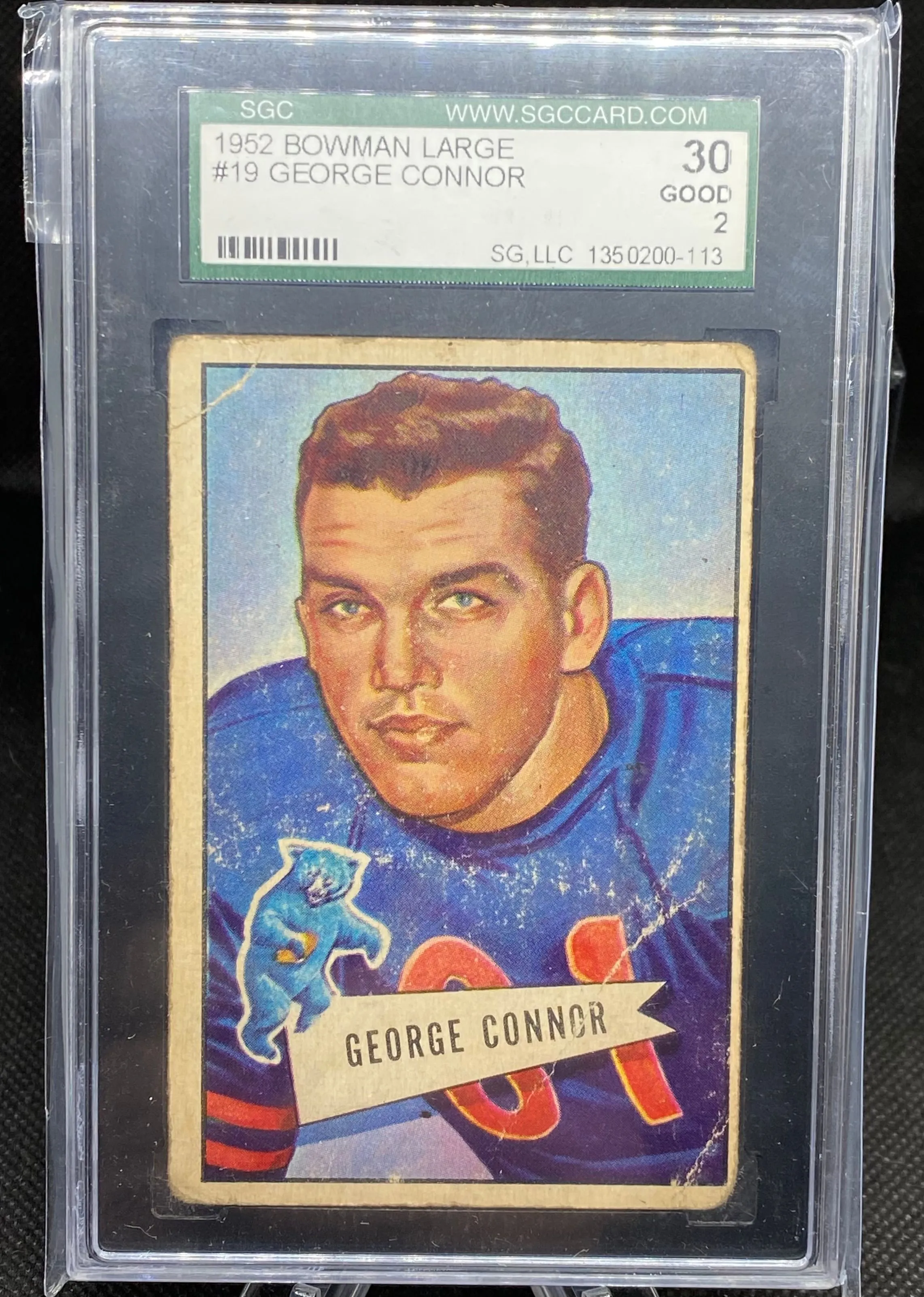 Product image for GEORGE CONNOR (HOF) ~ 1952 Bowman Large #19 SP Card [Graded SGC 30 Good (2)] [Chicago Bears]