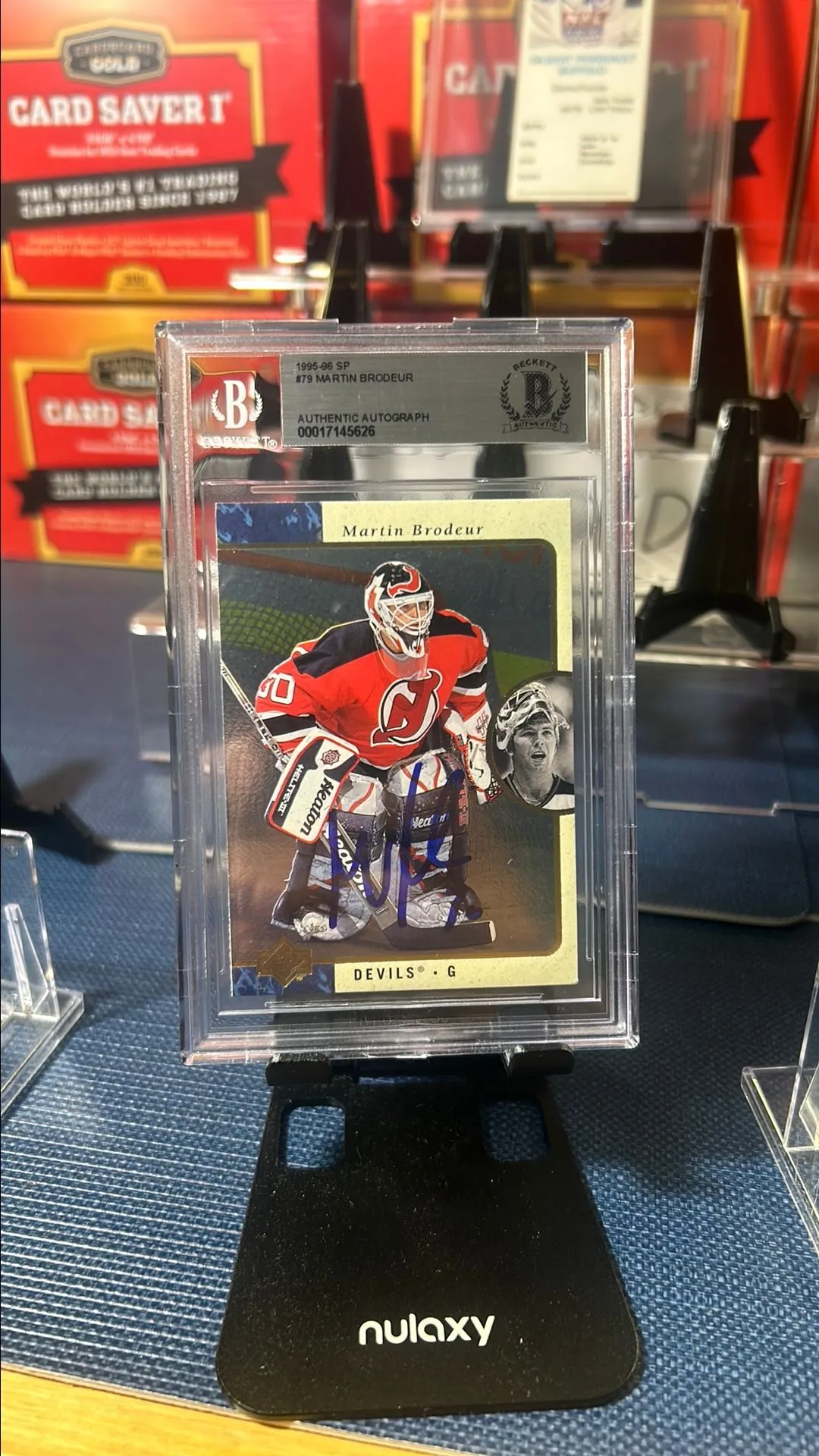 Product image for 1995-96 UD M. Brodeur w/ on card auto