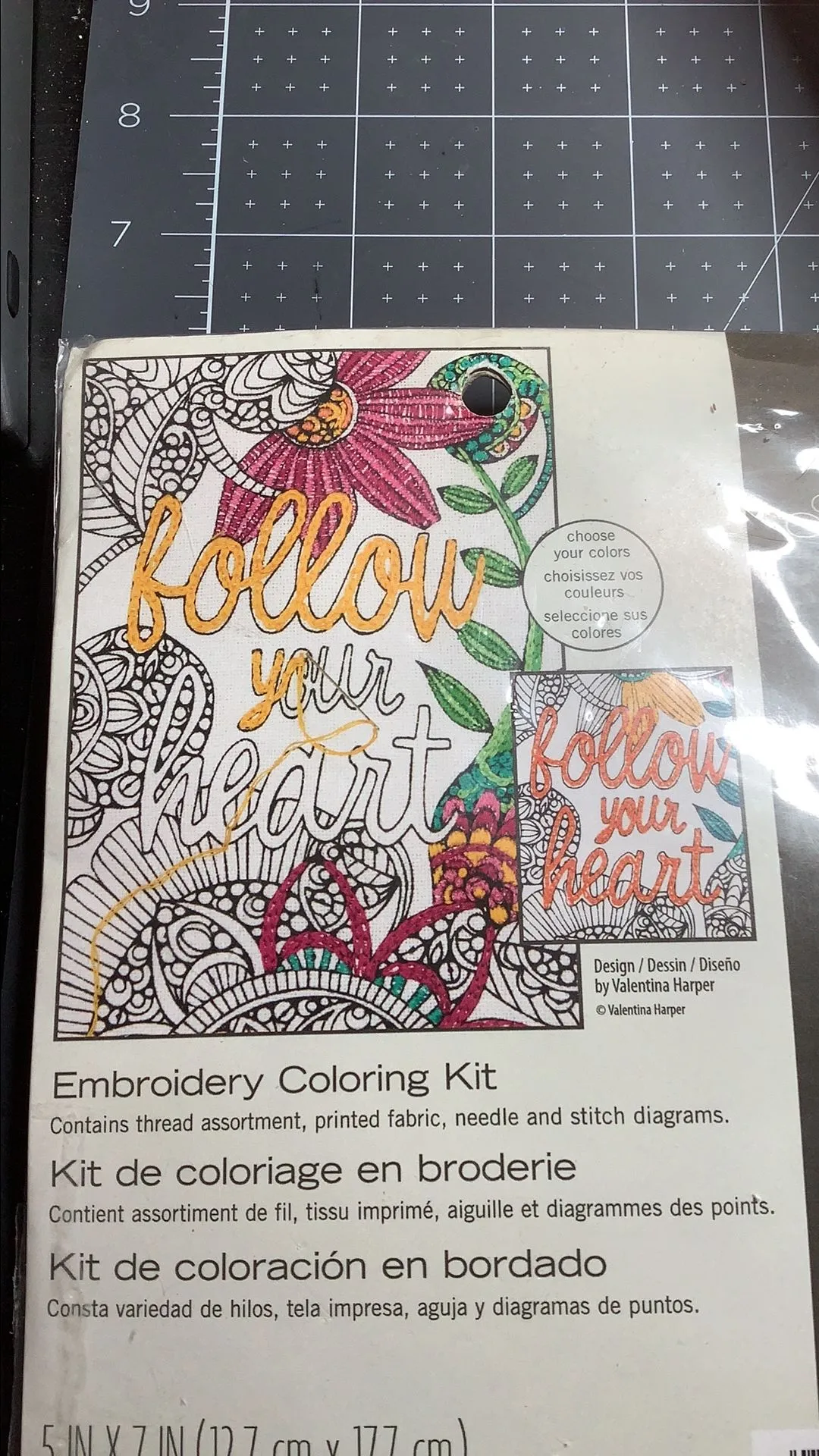 Product image for Follow Your Heart Embroidery Coloring Kit