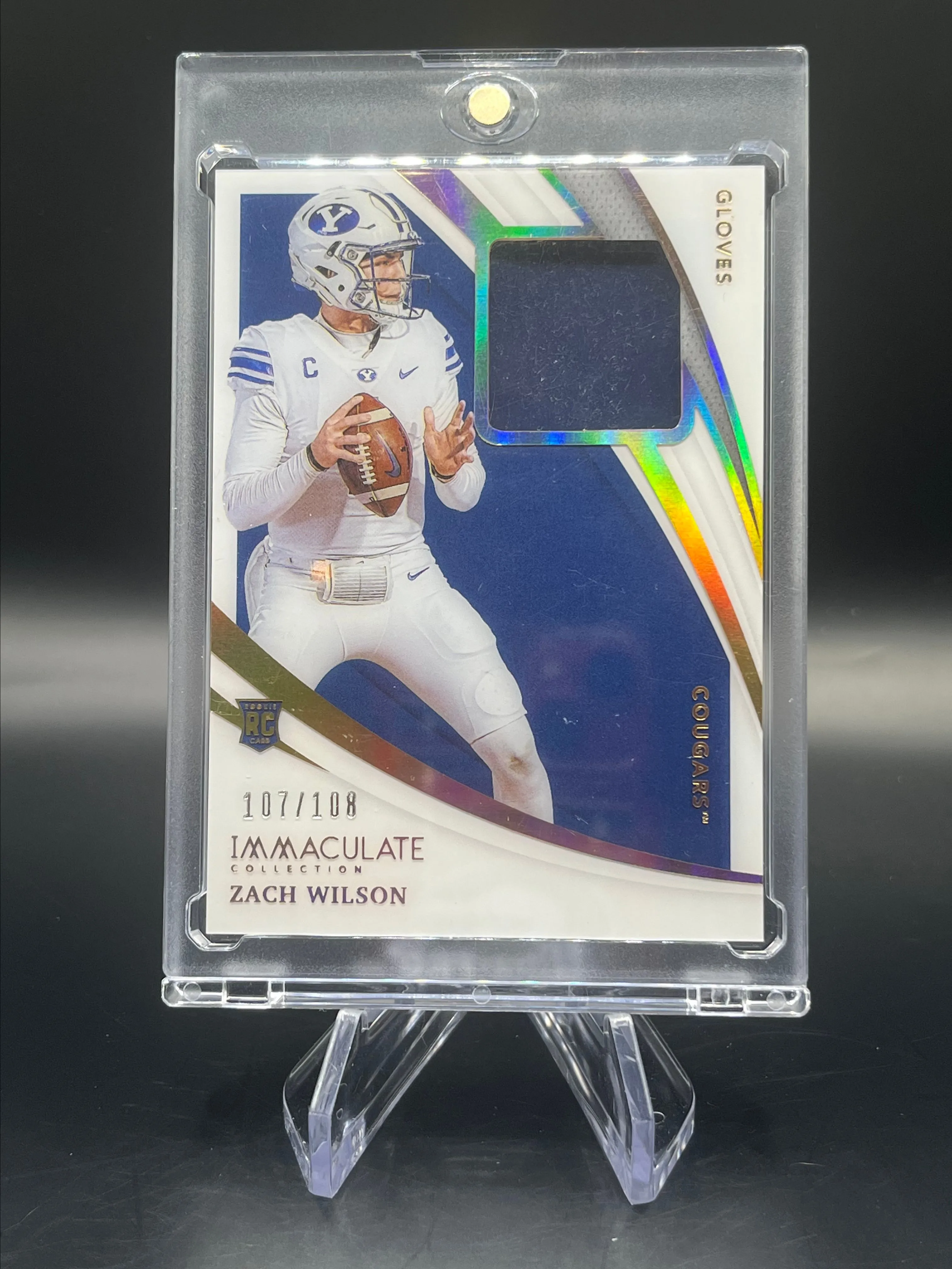 Product image for 107/108 Zach Wilson QB 2021 Panini Immaculate Collegiate Collection Gloves RC