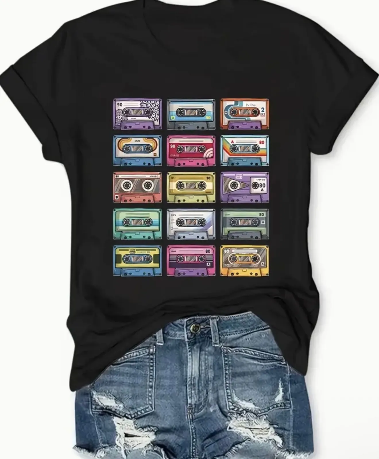 Product image for Cassette Tape Women's-style T-shirt, size XL, New
