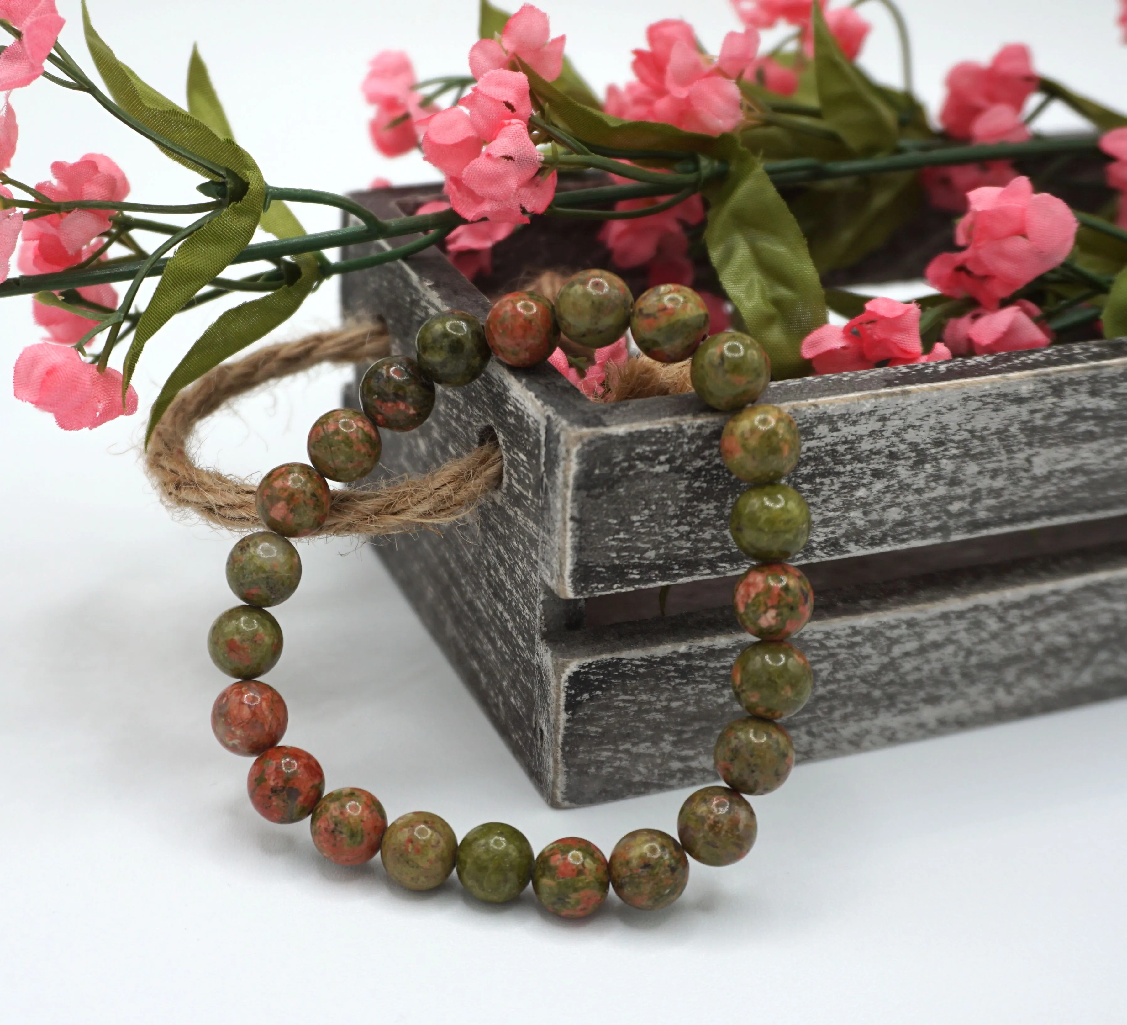 Product image for 8 MM Unikite Round Bead Stretch Bracelet One Size Fits Most 6.5- 8 Inches