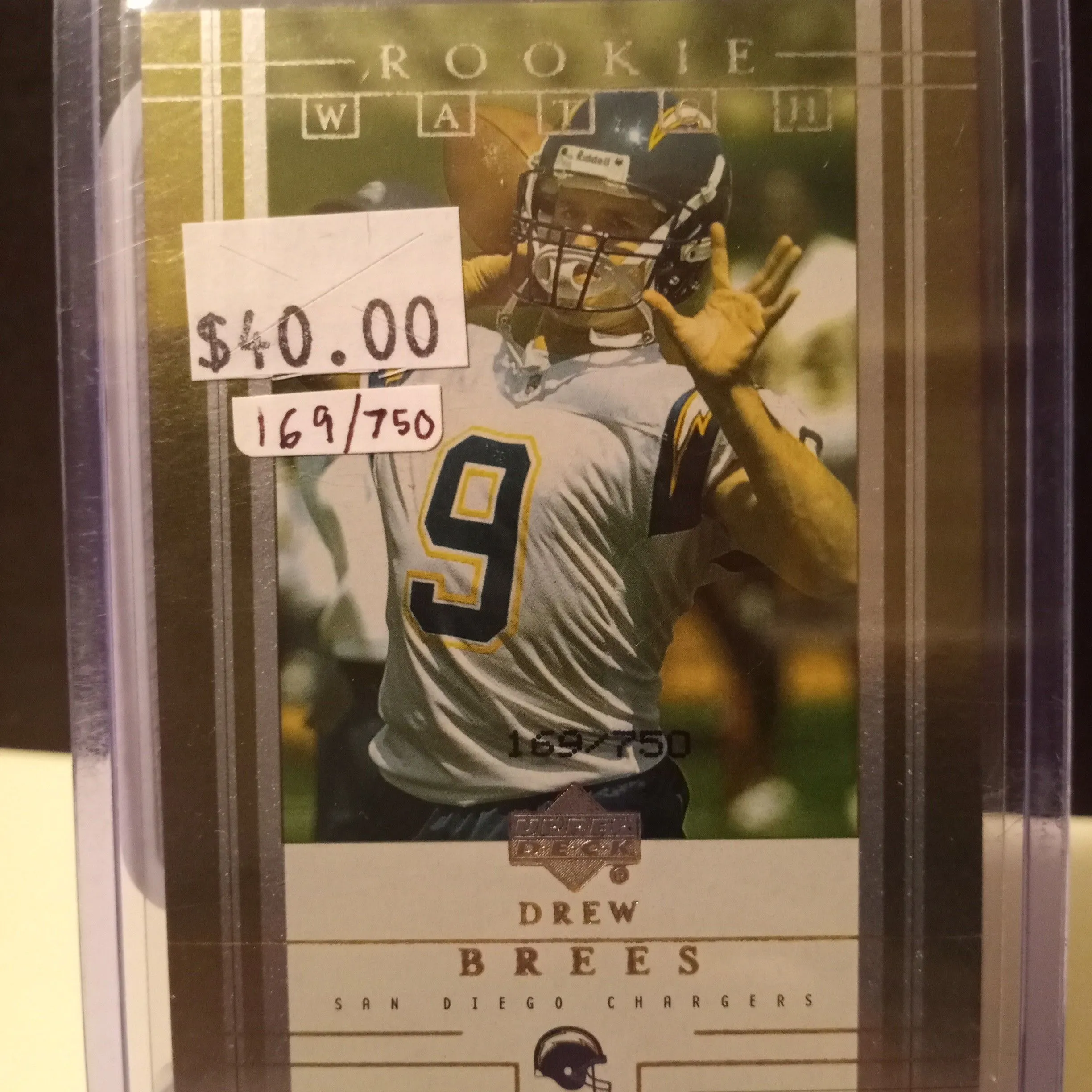 Product image for Upper Deck Rookie Watch Drew Brees 169/750 Card