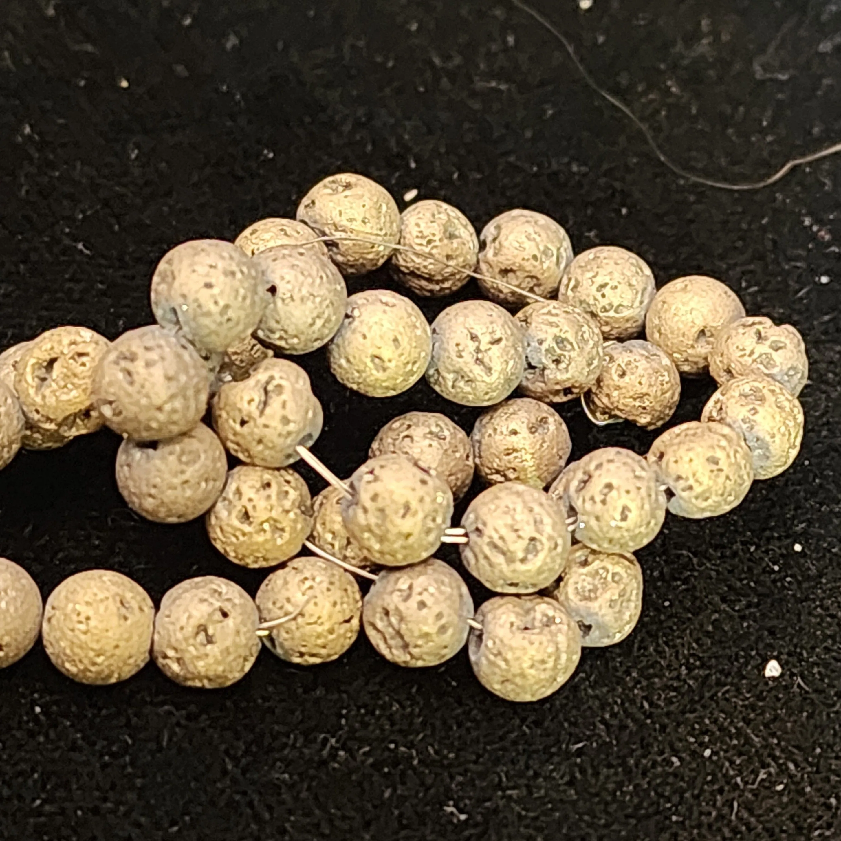 Product image for #17J: Gray Gold (Plated) Lava Stone, 4mm