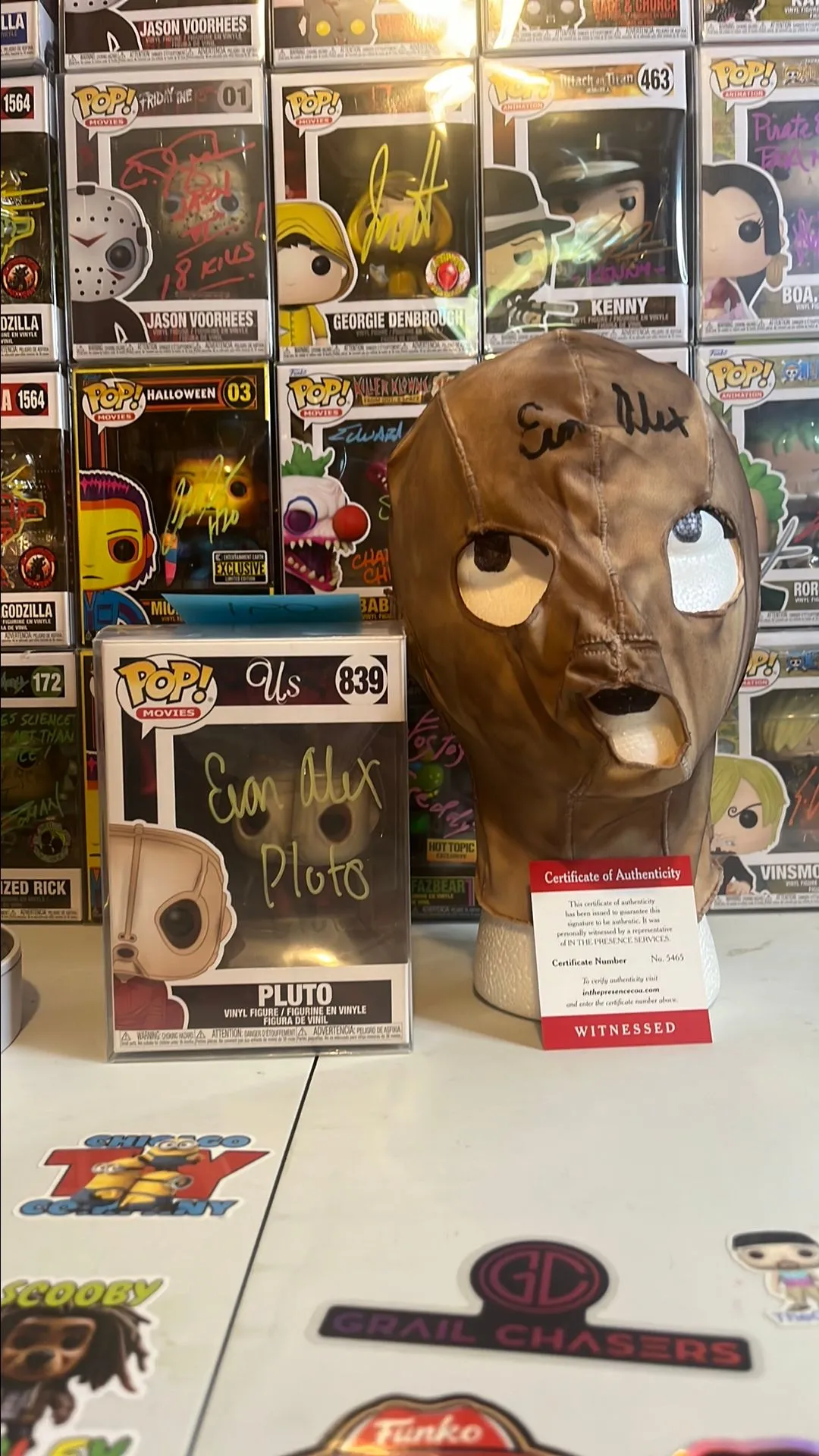 Product image for Pluto Us Signed Evan Alex Mask/Funko Pop Bundle