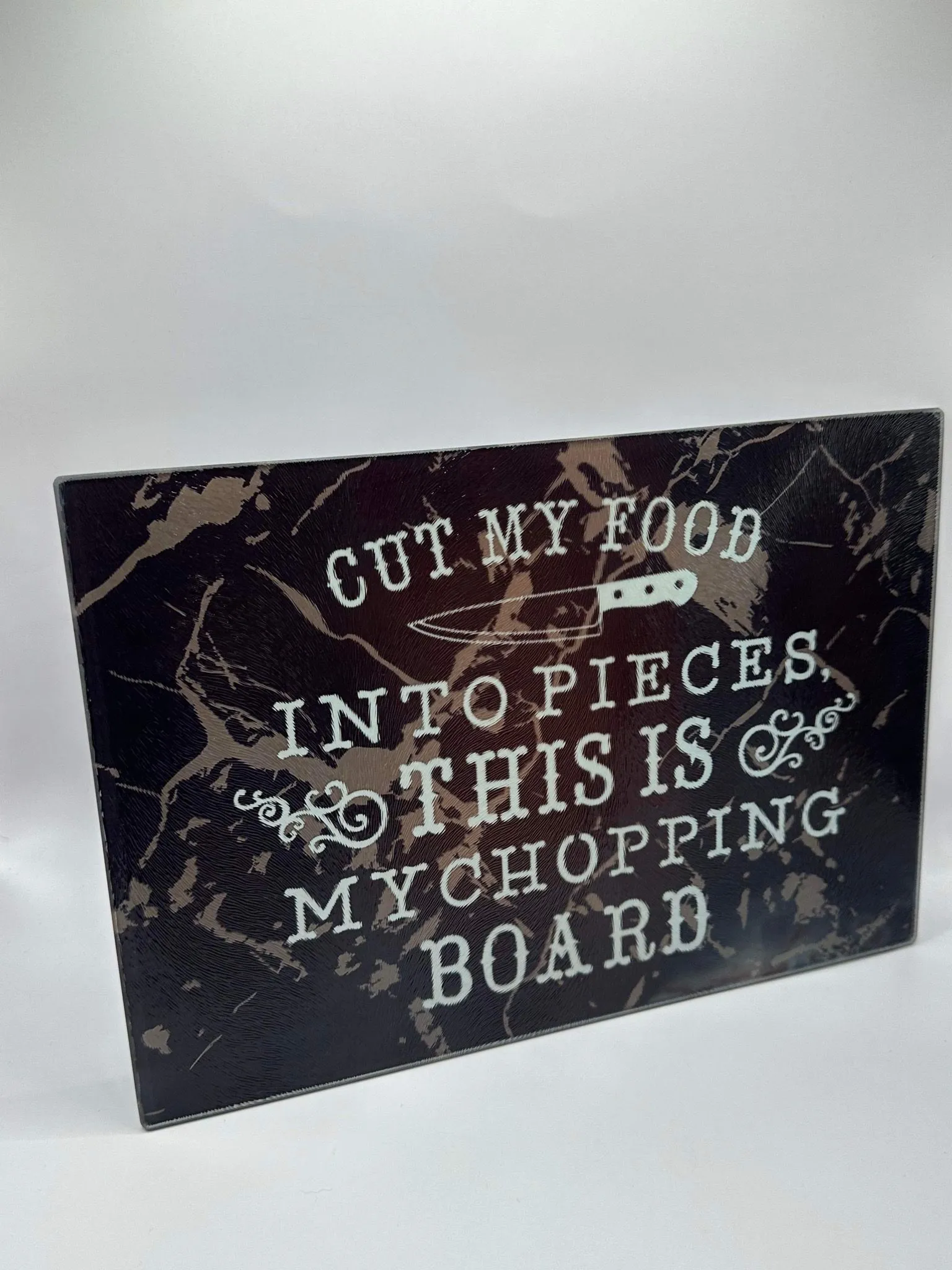 Product image for Cut My Food into Pieces Tempered Glass Cutting Board 11inX7in
