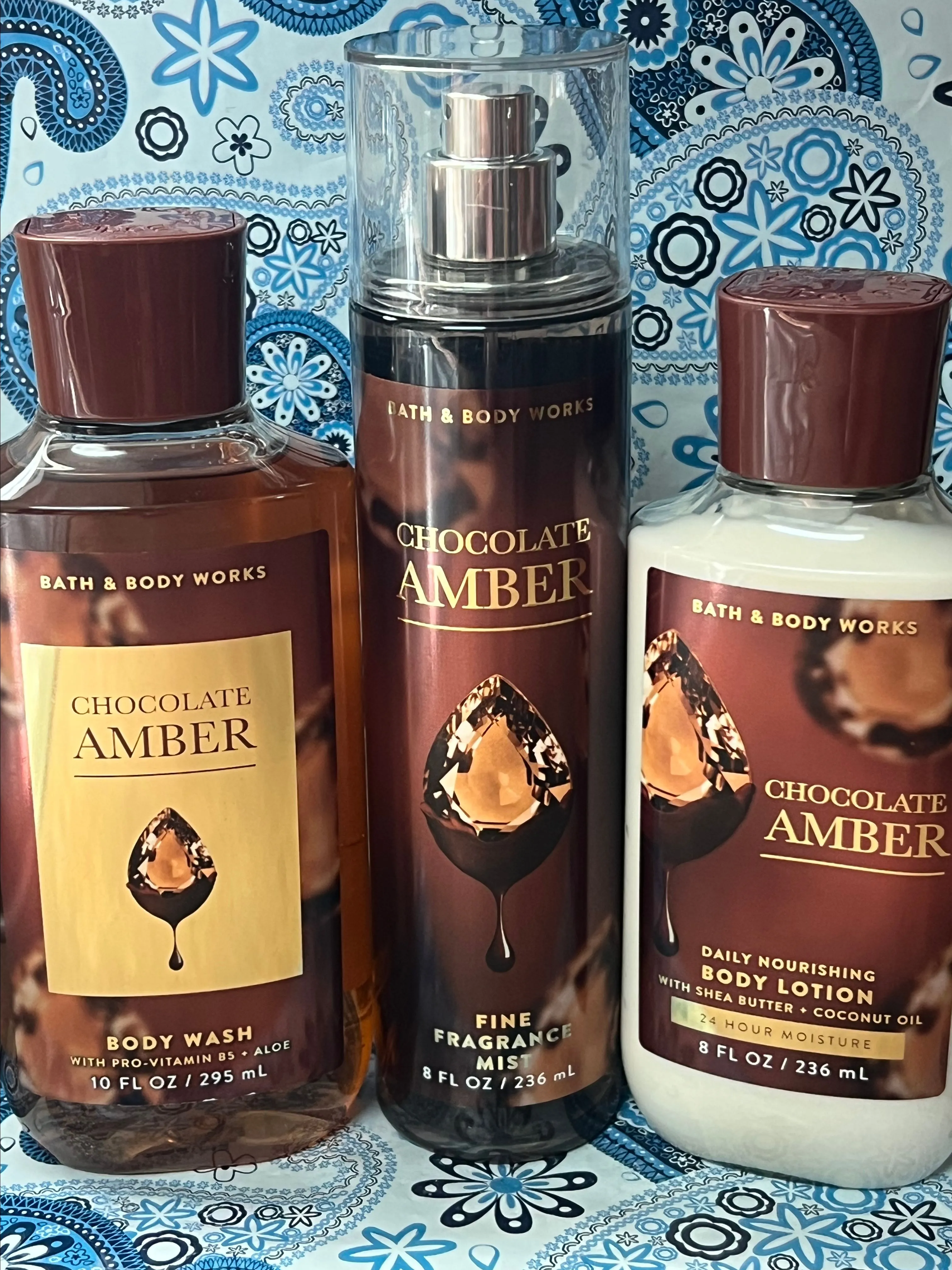 Pc Set of Bath Body Works CHOCOLATE AMBER Mist Spray, Body
