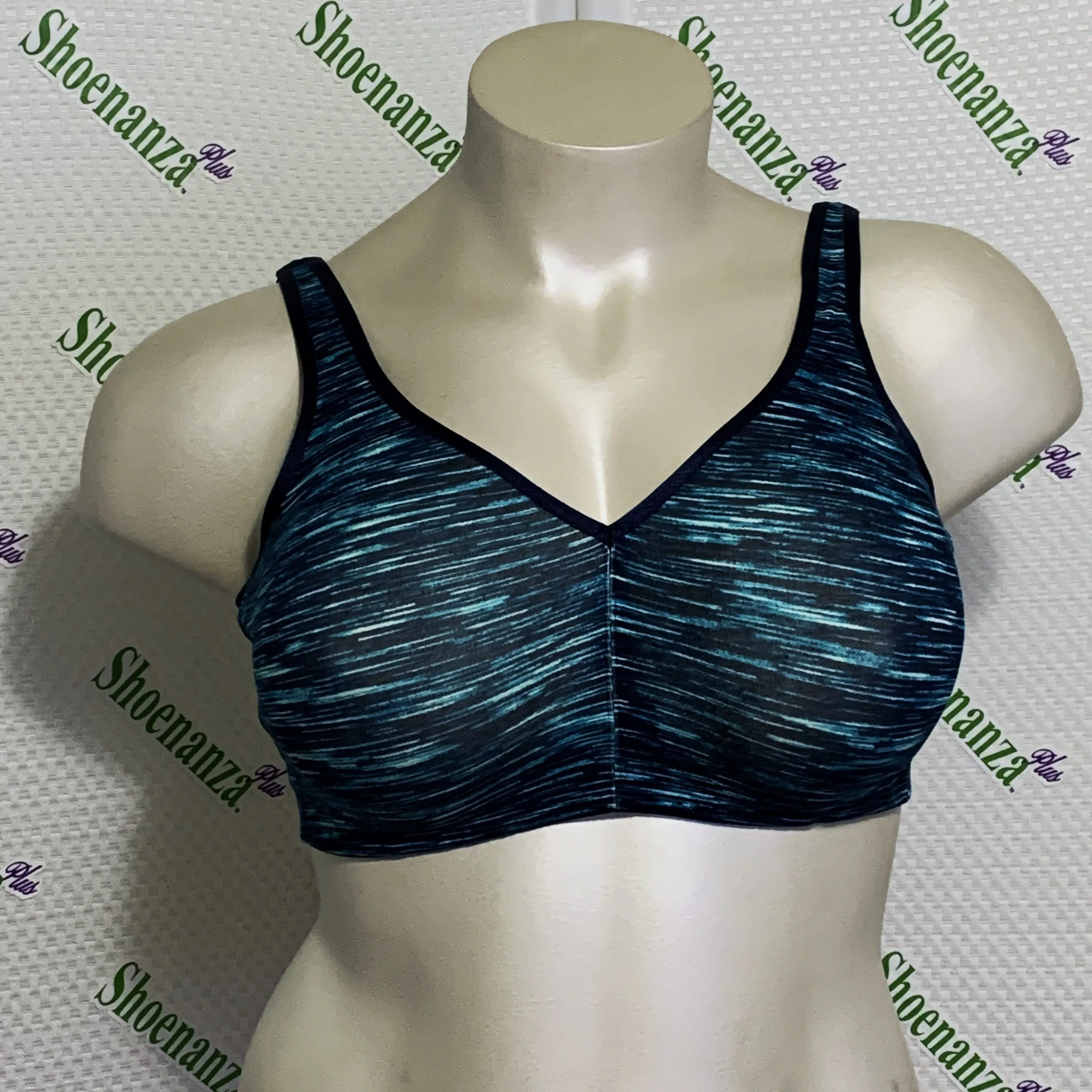 Product image for Catherines Bra Cotton Comfort No Wire Wireless Adjustable Blue Teal Plus 46D