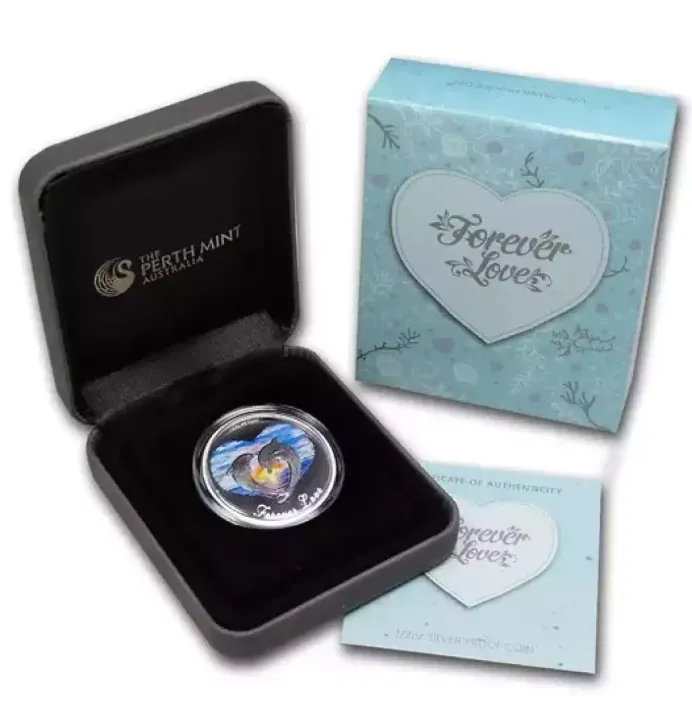 Product image for 2013 Tuvalu 1/2 oz Silver Forever Love Dolphins Proof