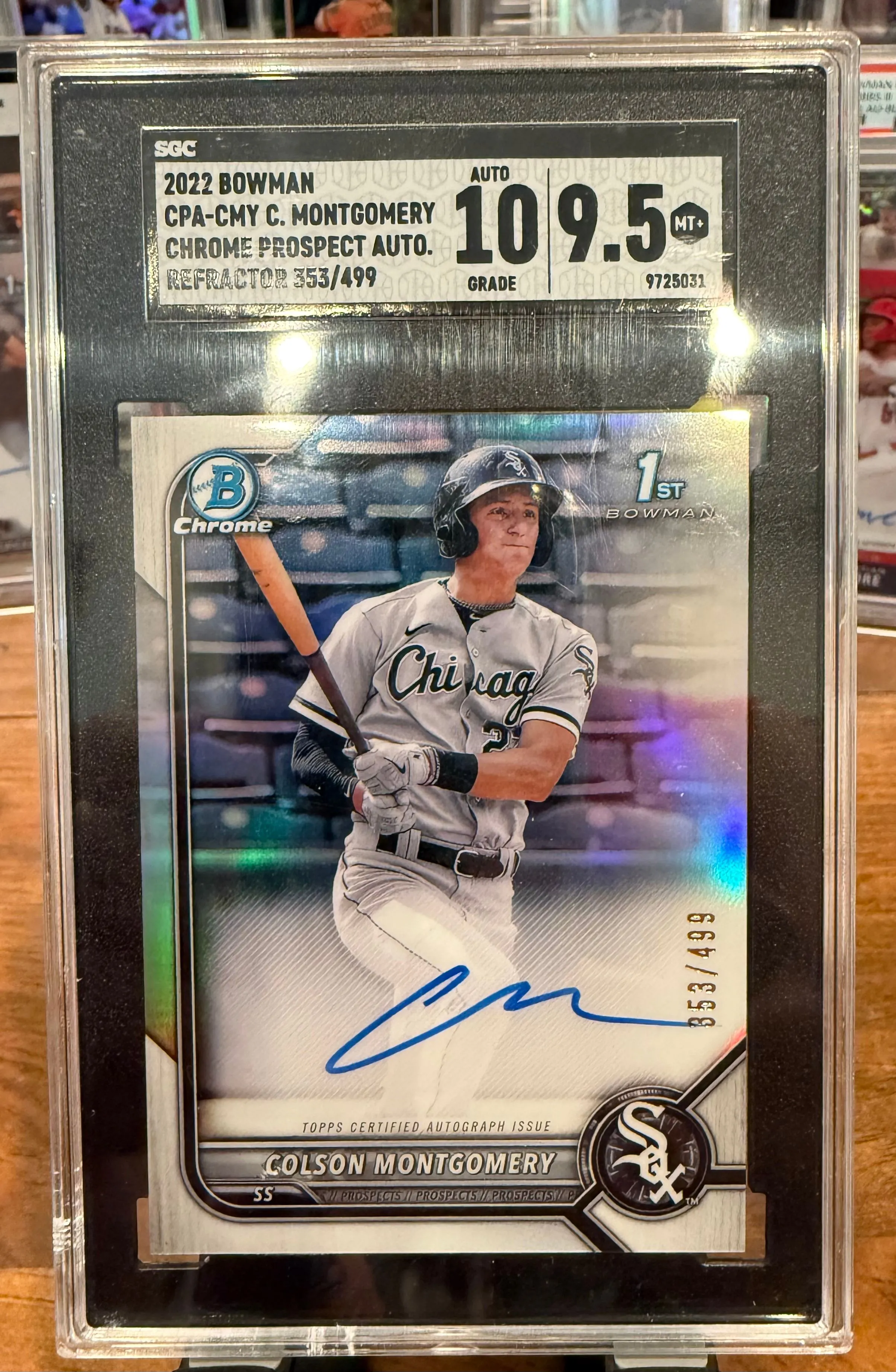 Product image for 2022 Bowman Colson Montgomery 1st Refractor Auto /499 SGC 10/9.5