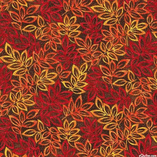 Product image for Fall Leaf Gradient on Black Keepsake Cotton Fabric