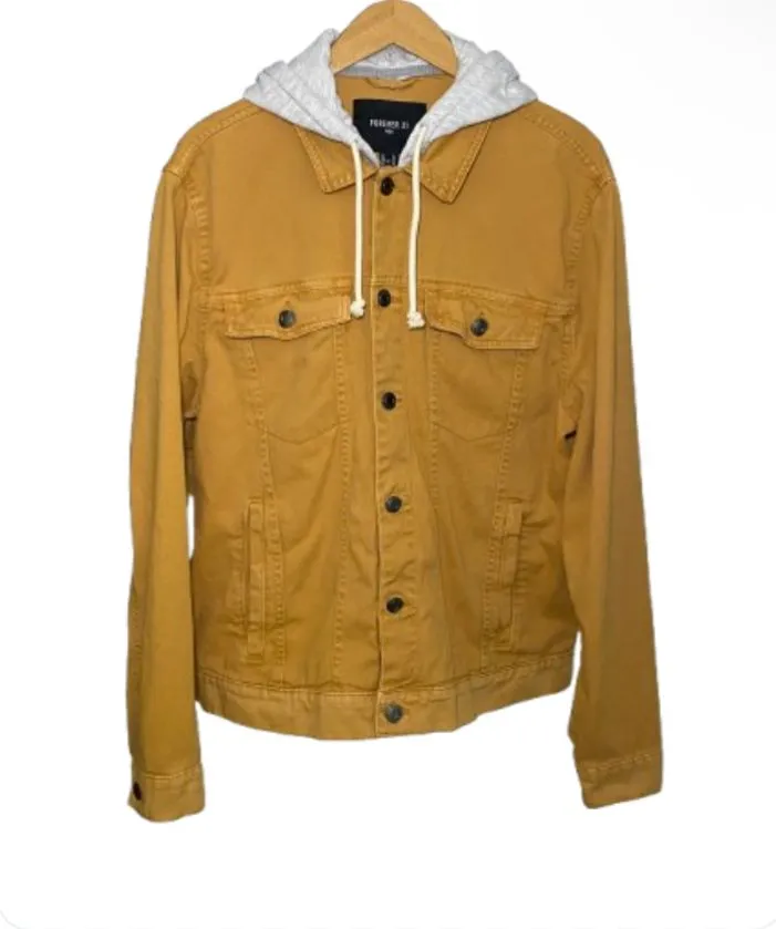 Product image for Forever 21 Men's Mustard Jeans Jacket with Hood Size XL