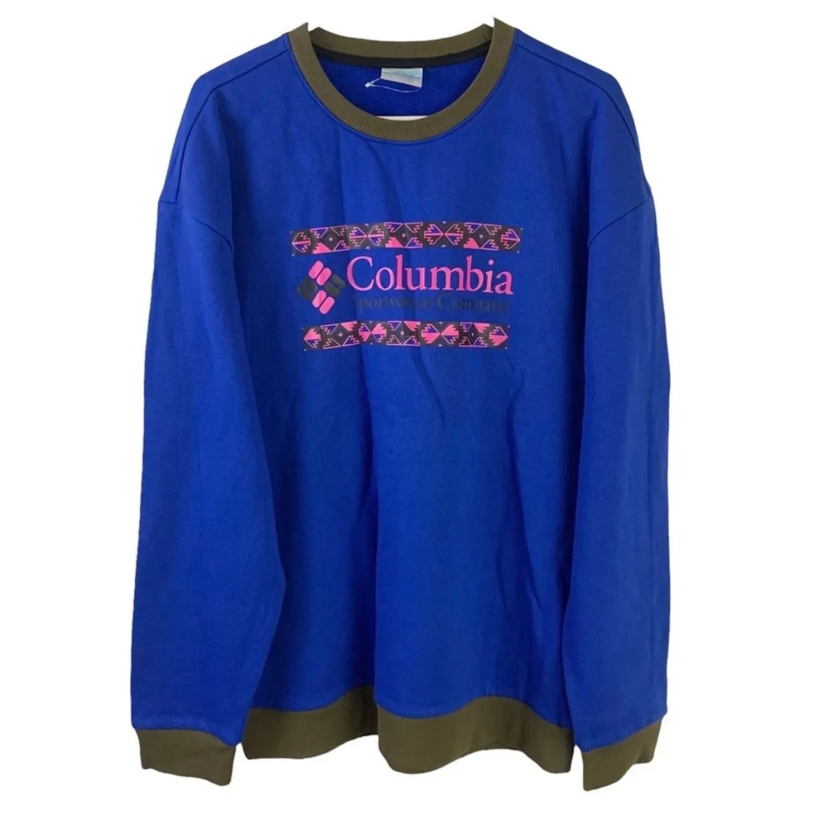 Product image for COLUMBIA men’s pullover aztec print logo cozy warm sweater Size Medium