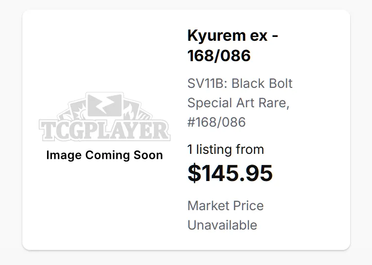 Product image for Kyurem ex - 168/086 - SV11B: Black Bolt (SV11B)  SAR