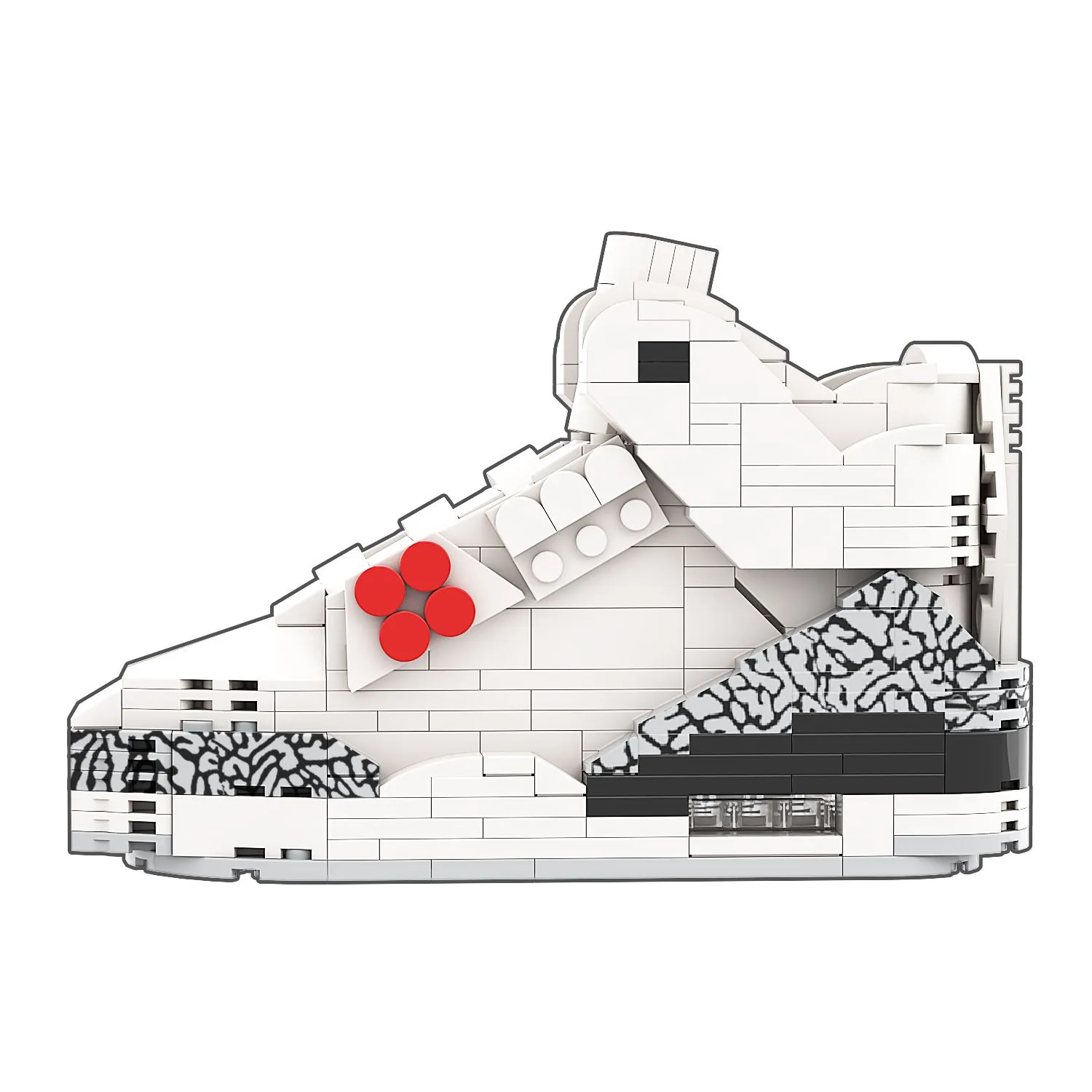 Product image for Regular Size AJ3 White Cement Sneaker Bricks Building Set