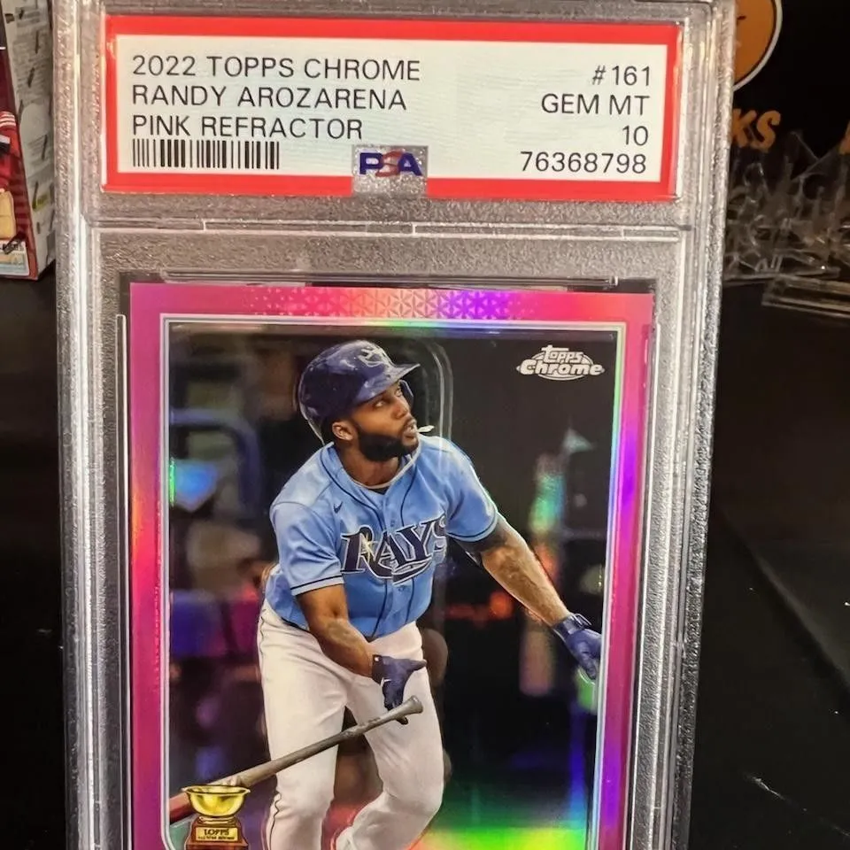 Product image for 2022 Topps Chrome Randy Arozarena 161 Pink Refractor PSA GEM MT 10