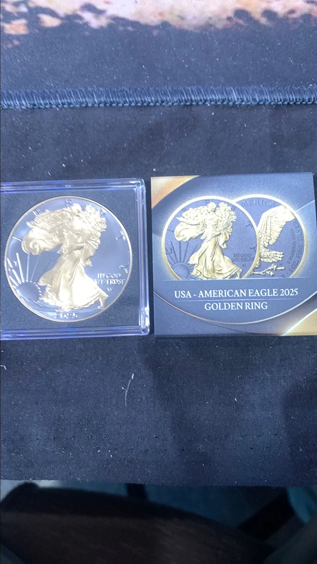 Product image for 1 2025 AMERICAN EAGLE GOLDEN RING Silver Eagle type ii YELLOW GOLD AND RUTHENIUM