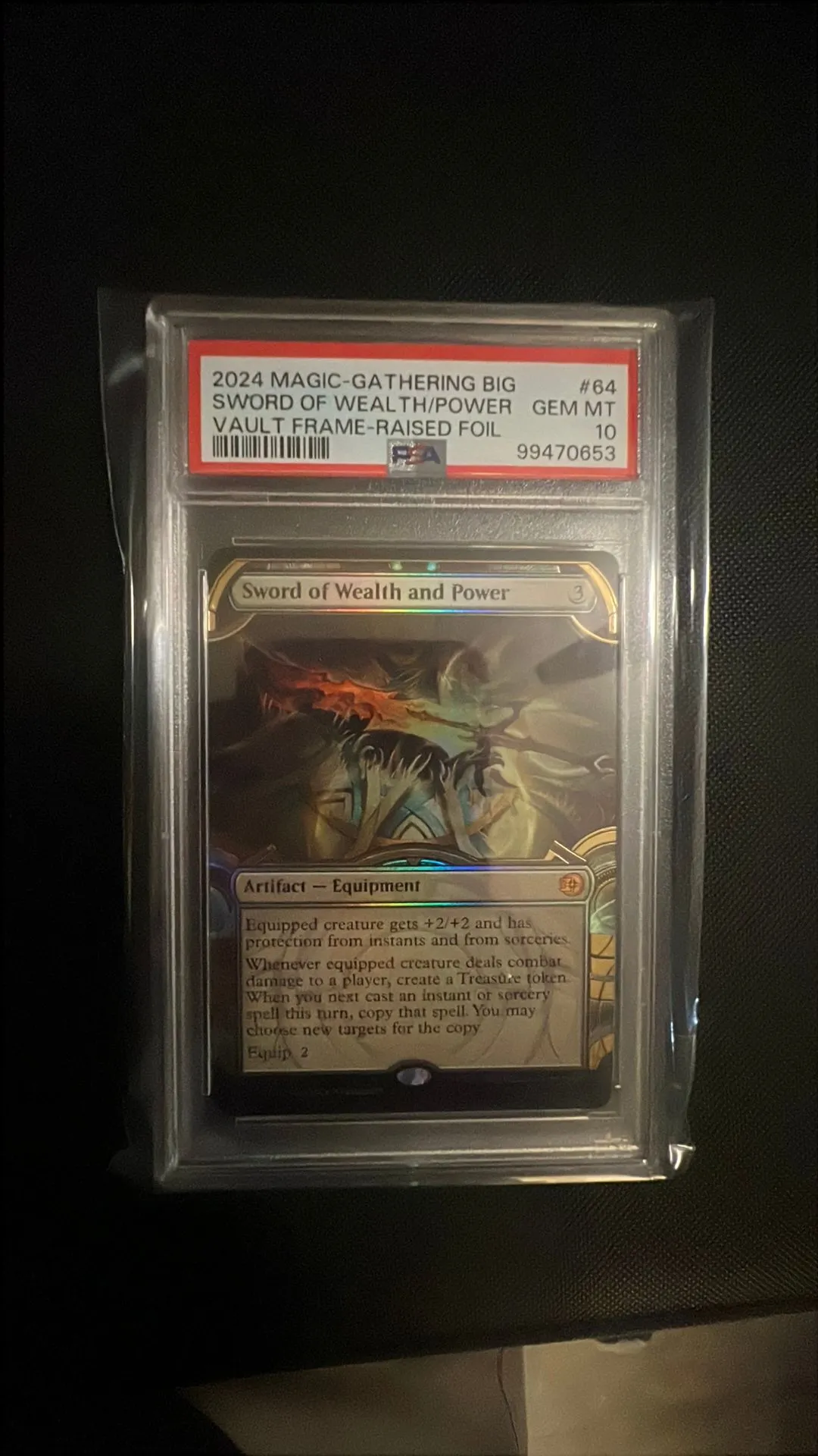 Product image for PSA 10 - Sword Of Wealth/Power Vault Frame-Raised Foil