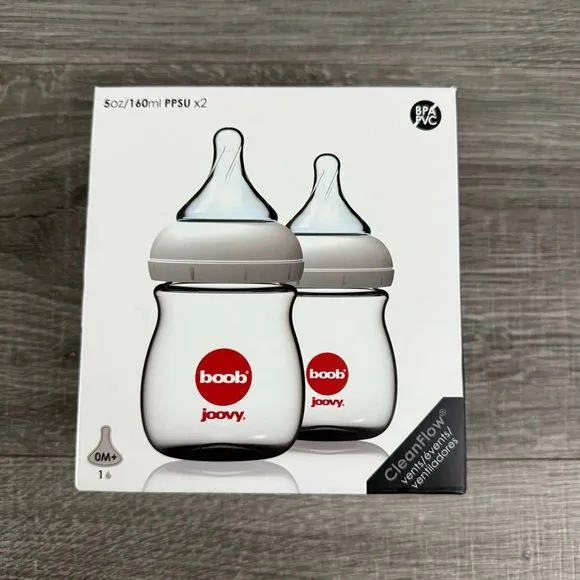 Product image for NIB Joovy Boob 2 Pack Baby Bottles PPSU 0M+ 5 oz Clean Flow