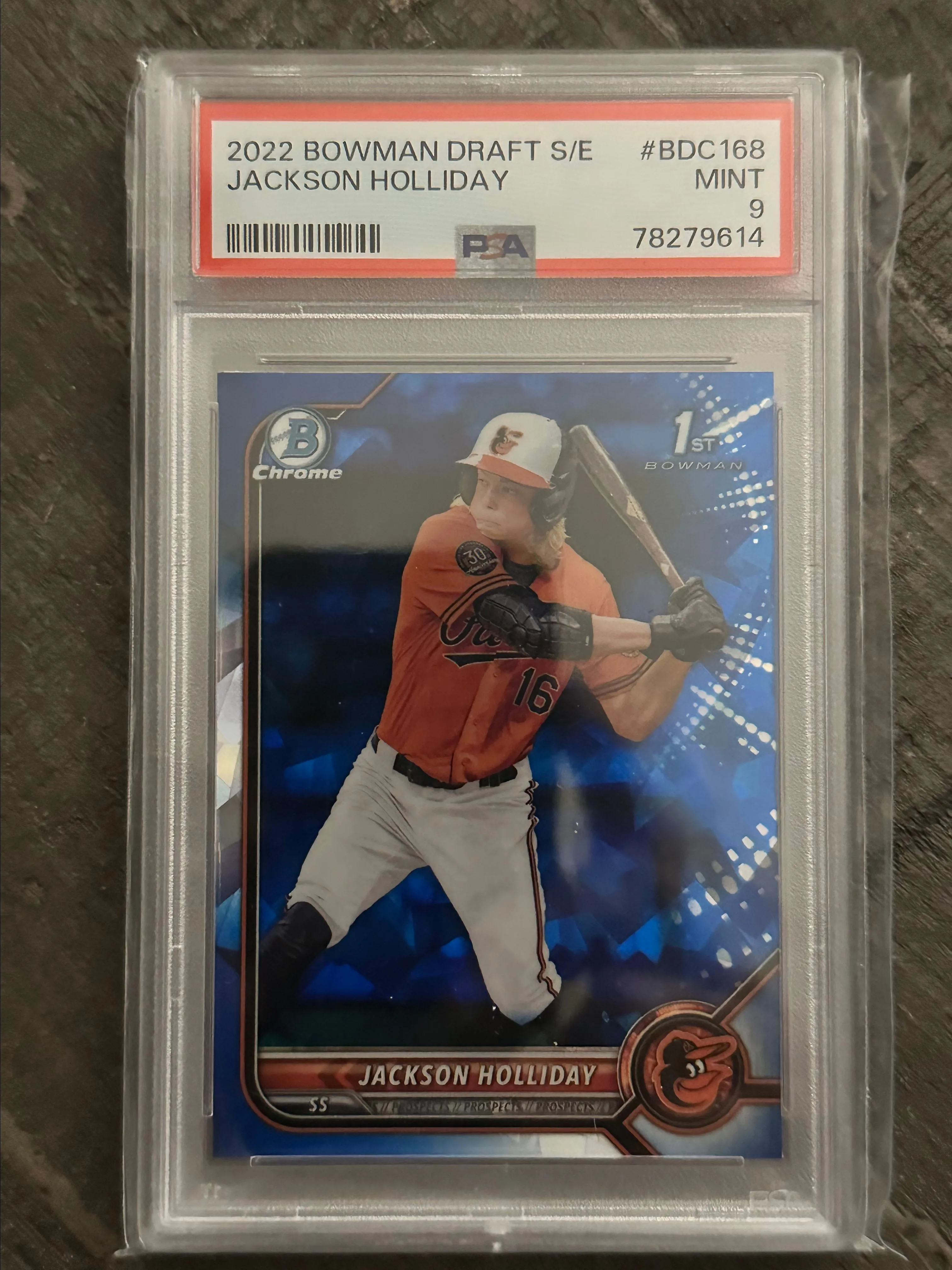 Product image for 2022 Bowman Draft Chrome Sapphire Edition Jackson Holliday BDC168  PSA MINT 9