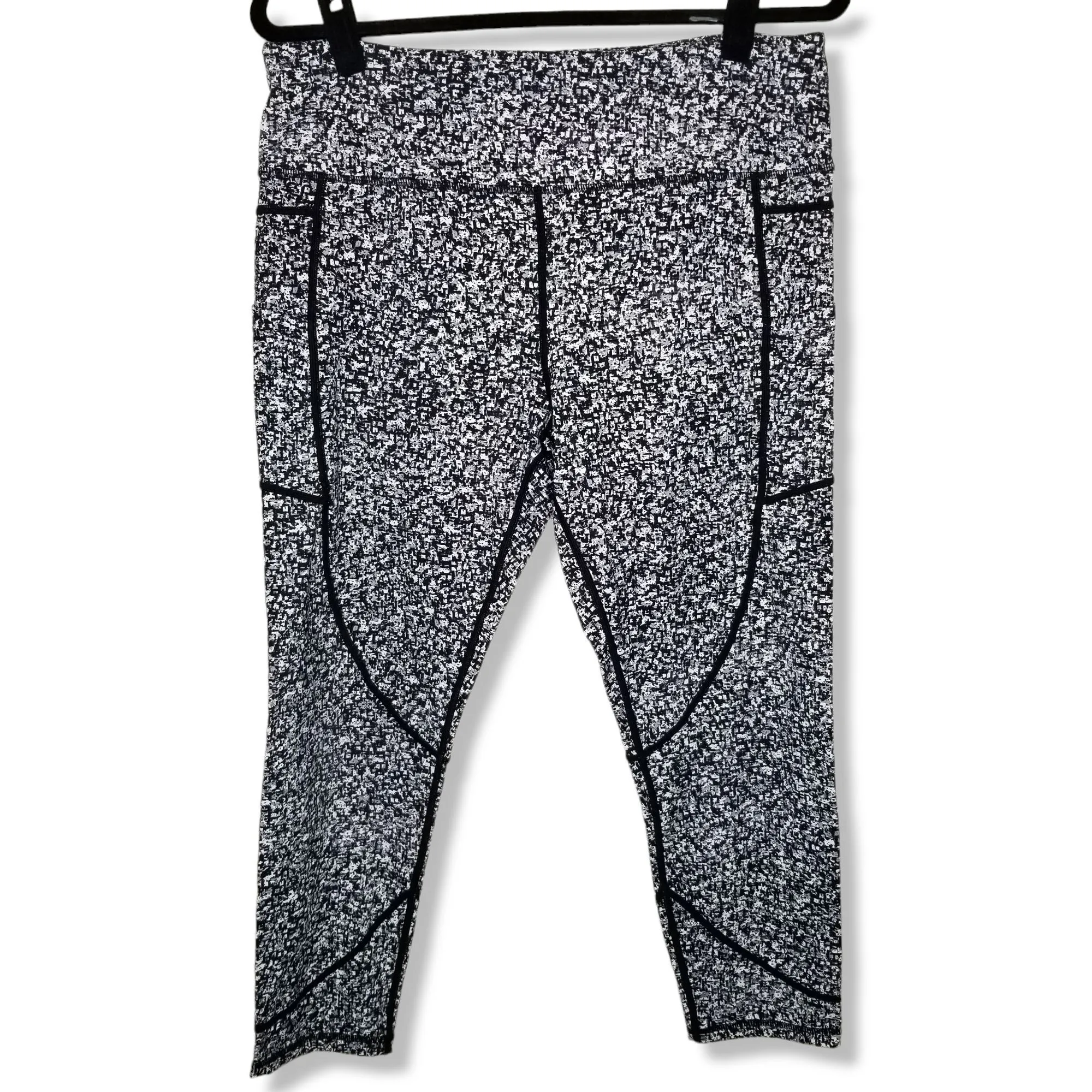 Product image for Zyia Active 16 18 Leggings Black White Mosaic Pocket Soft N Snug Gym Yoga