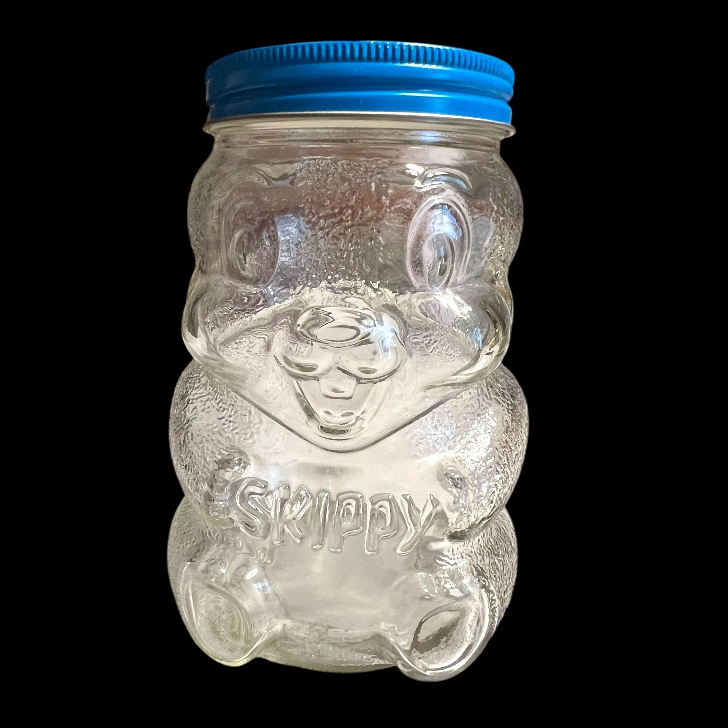 Product image for 210 skippy peanut butter fever jar with blue metal screw top 5.5" x 4.5"