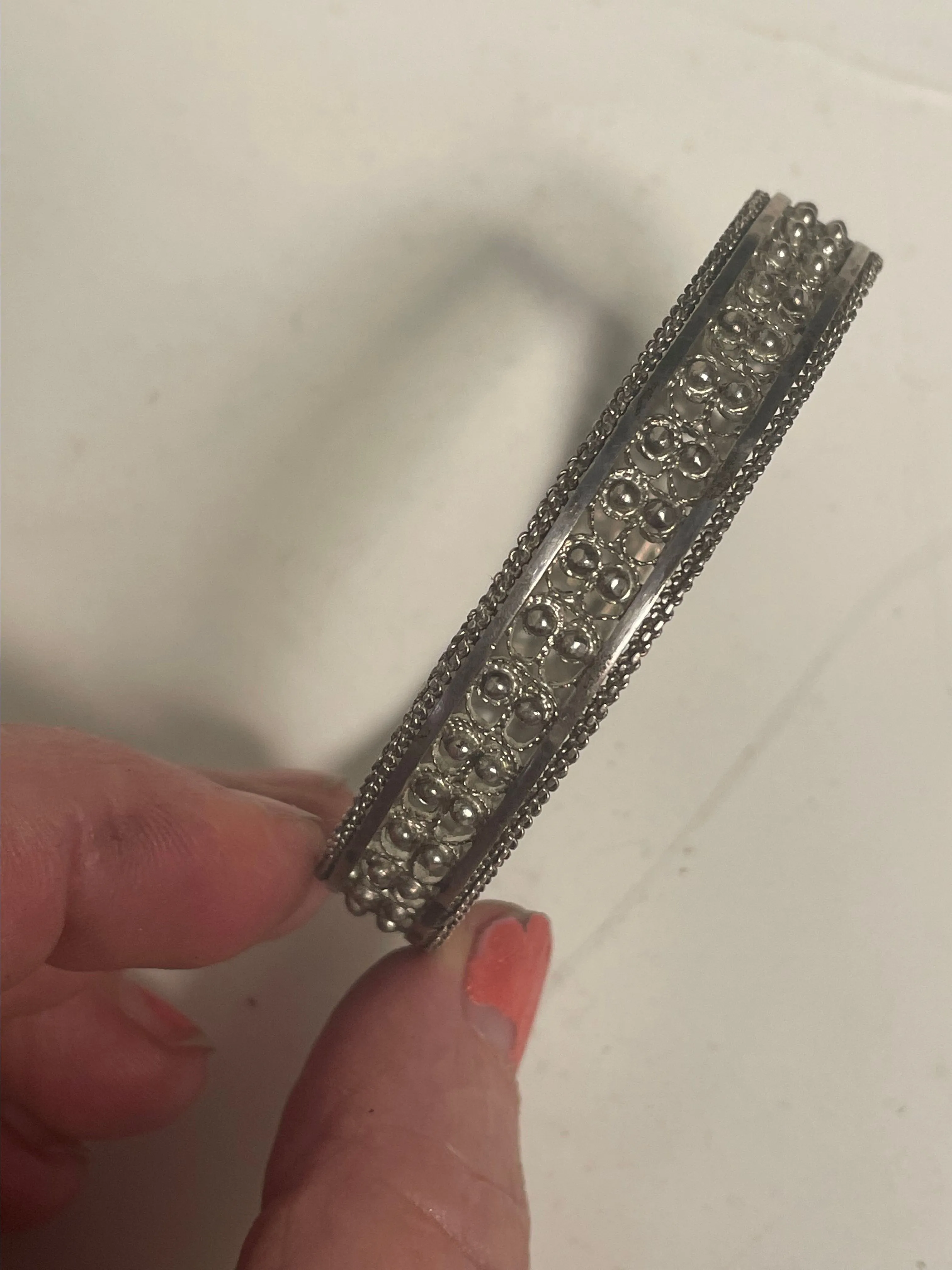 Product image for Sterling Silver (tested) Reticulated Bangle 19 gm