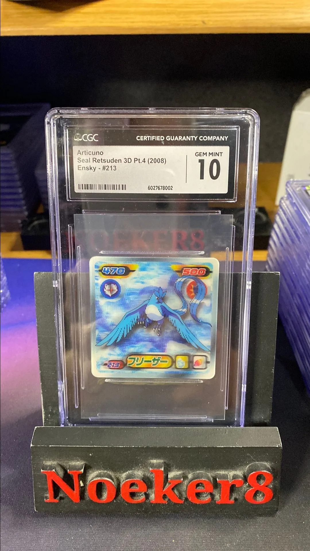 Product image for Pokémon Ensky Seal Retsuden 3D Articuno Sticker Part 4 2008 213 CGC Gem Mint 10