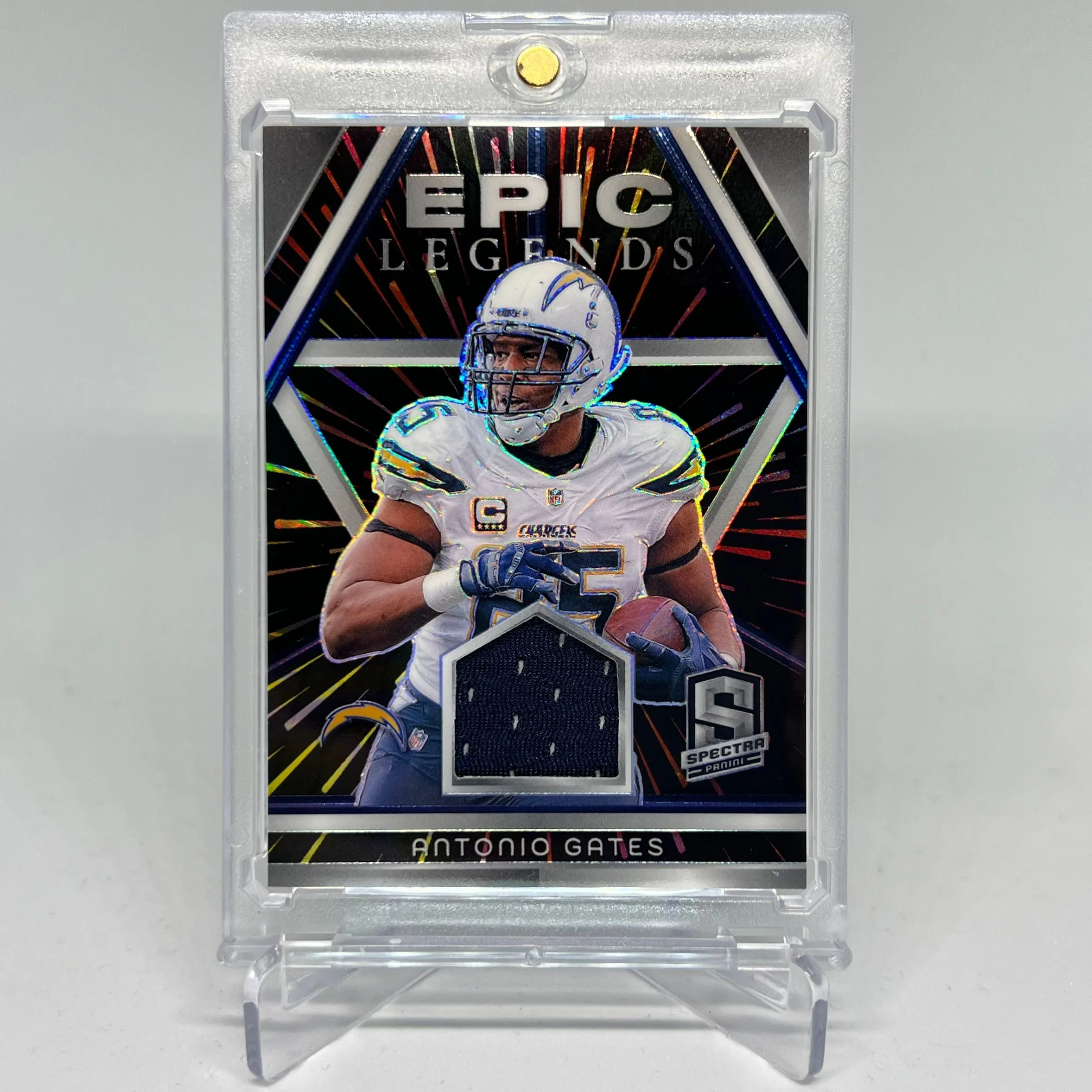 Product image for Antonio Gates 2024 Panini 2024 Panini Spectra Epic Legends Hyper Patch /75 #ELM-AGS Chargers