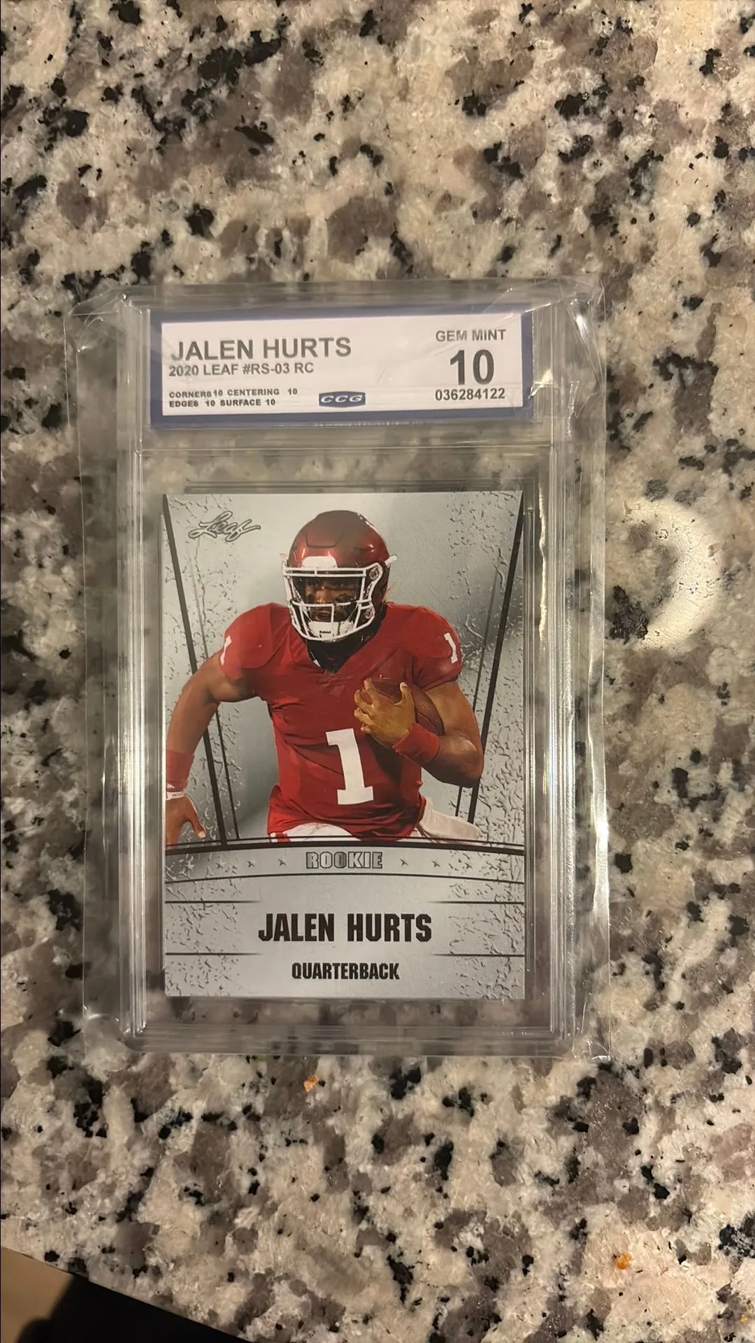 Product image for Jalen hurts ROOKIE LEAF PSA 10