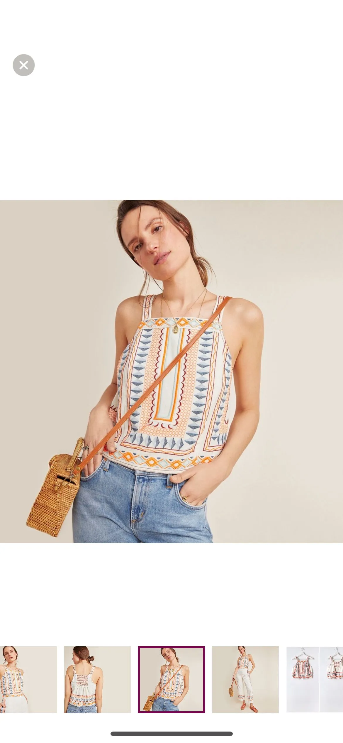 Product image for Anthropologie Islander Square Neck Embroidered Top