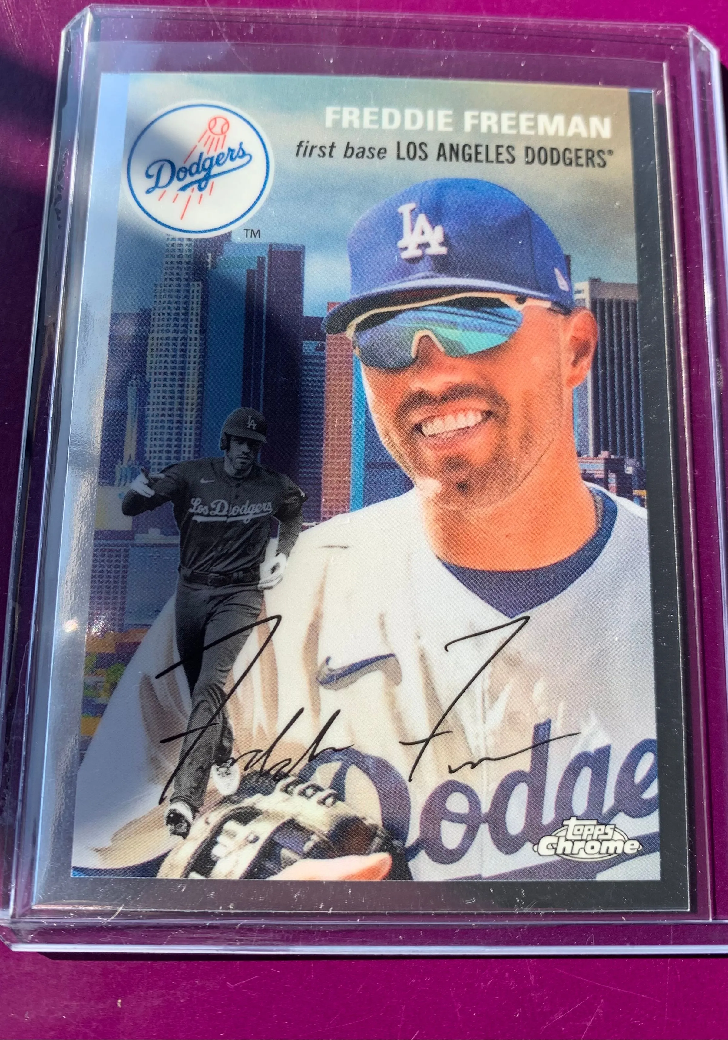 Product image for Freddie Freeman (LA Dodgers) City Variation SSP Topps Chrome Platinum Anniversary 2023