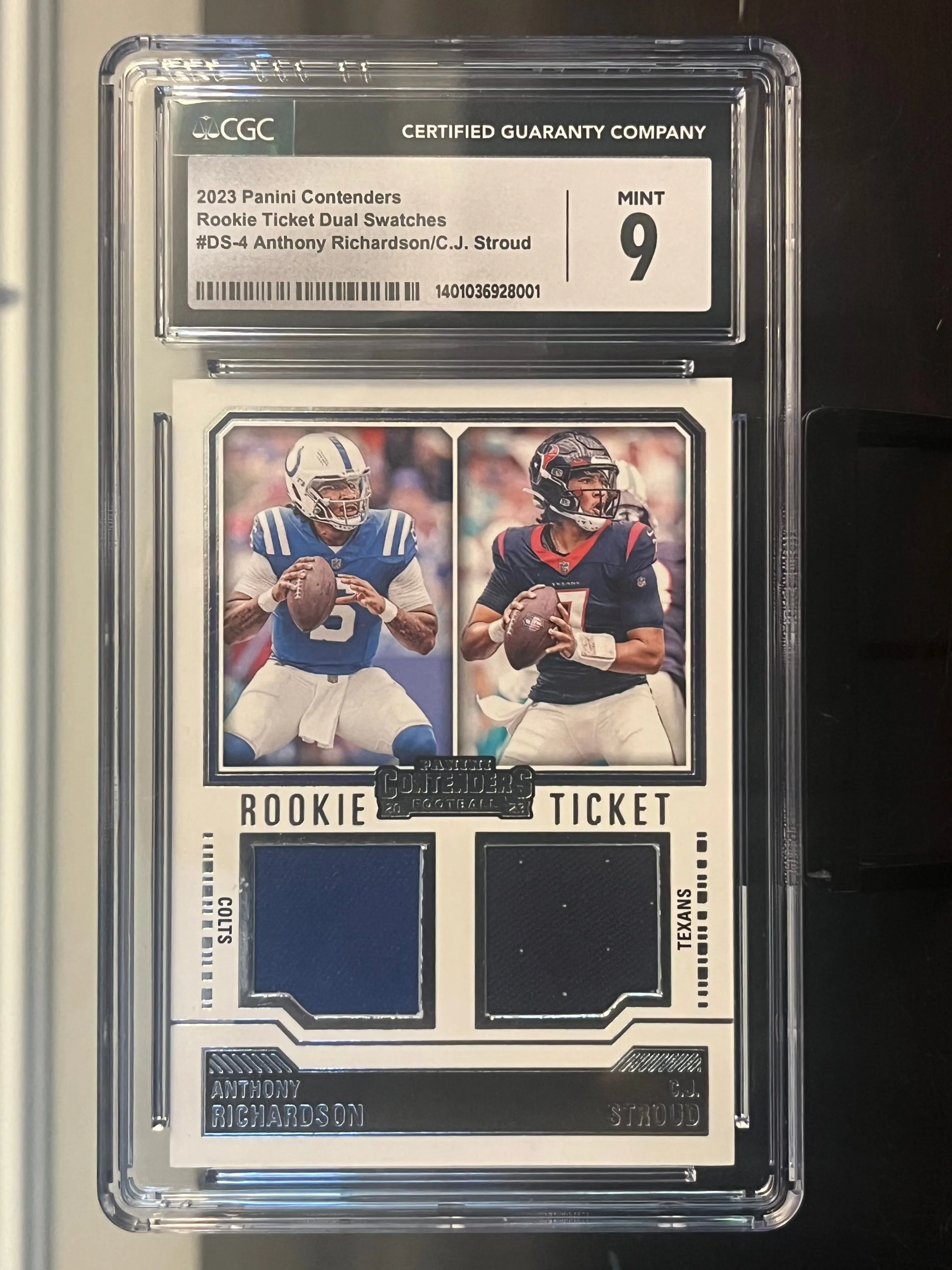 Product image for 2023 Anthony Richardson CJ Stroud Dual Rookie Patch - Graded Mint 9