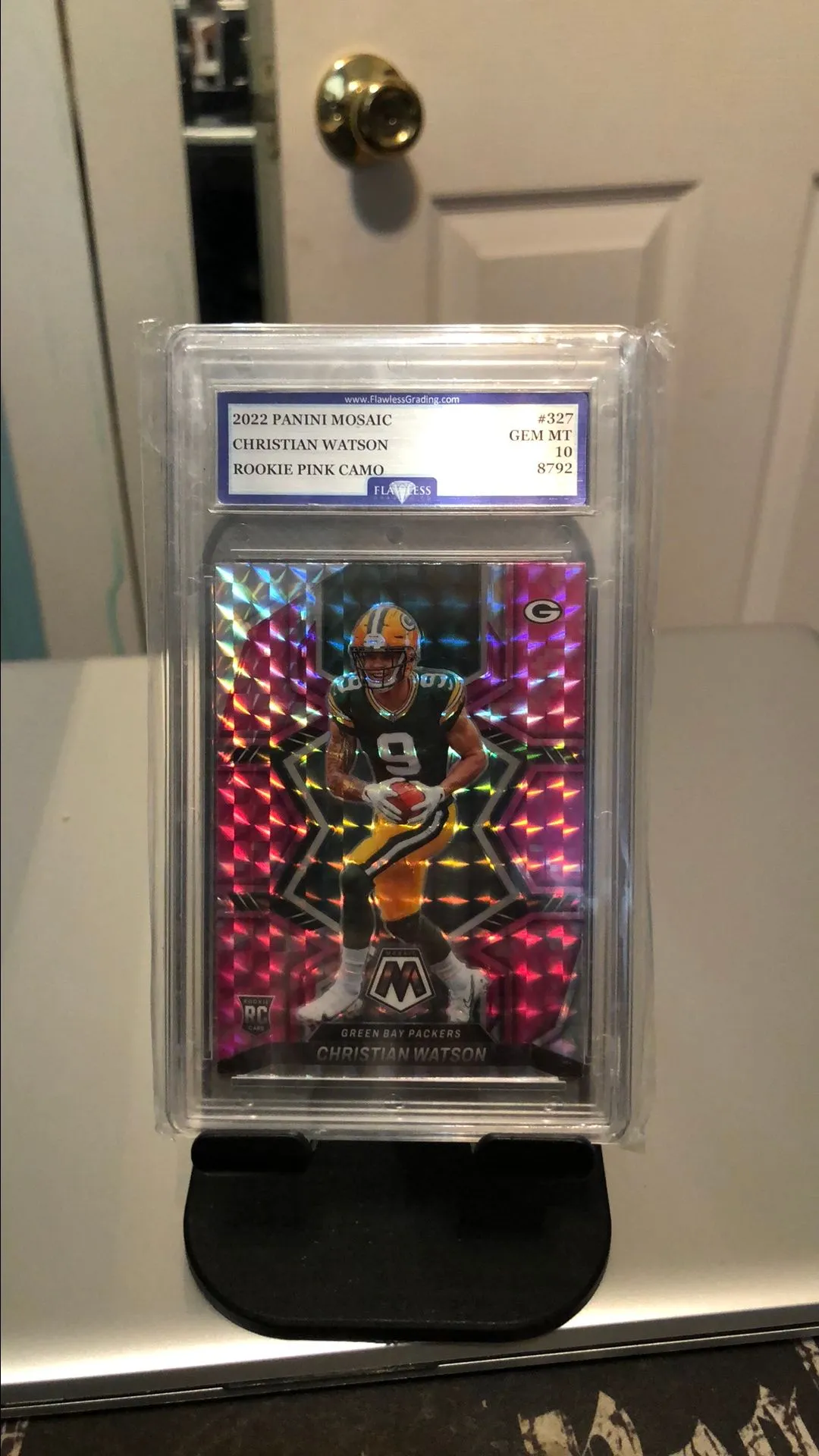 Product image for 2022 Mosaic Pink Camo Christian Watson Flawless Grading Mint 10