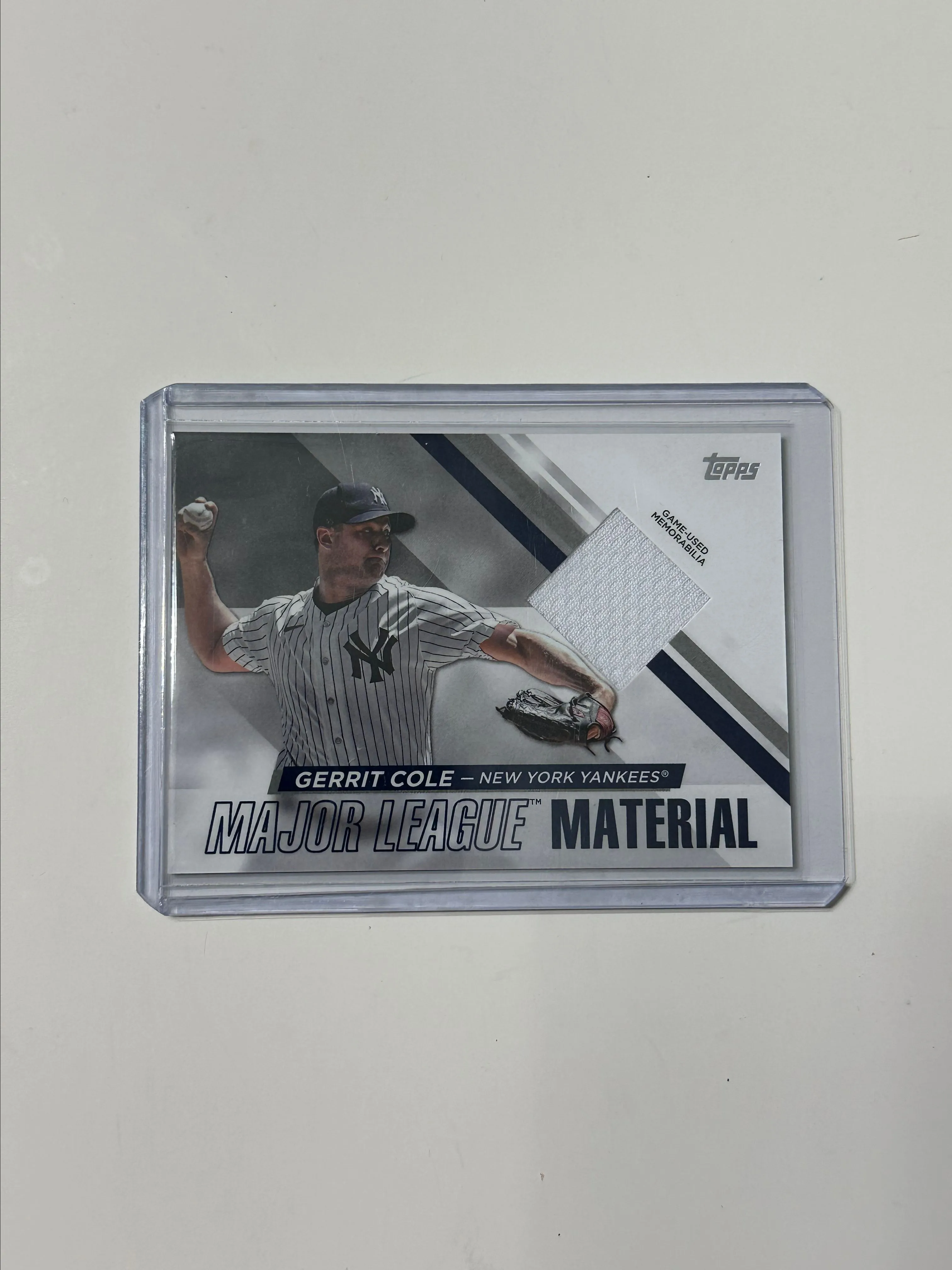 Product image for Gerrit Cole Game Used Jersey New York Yankees World Series Topps Baseball Cards and Mike Mussina