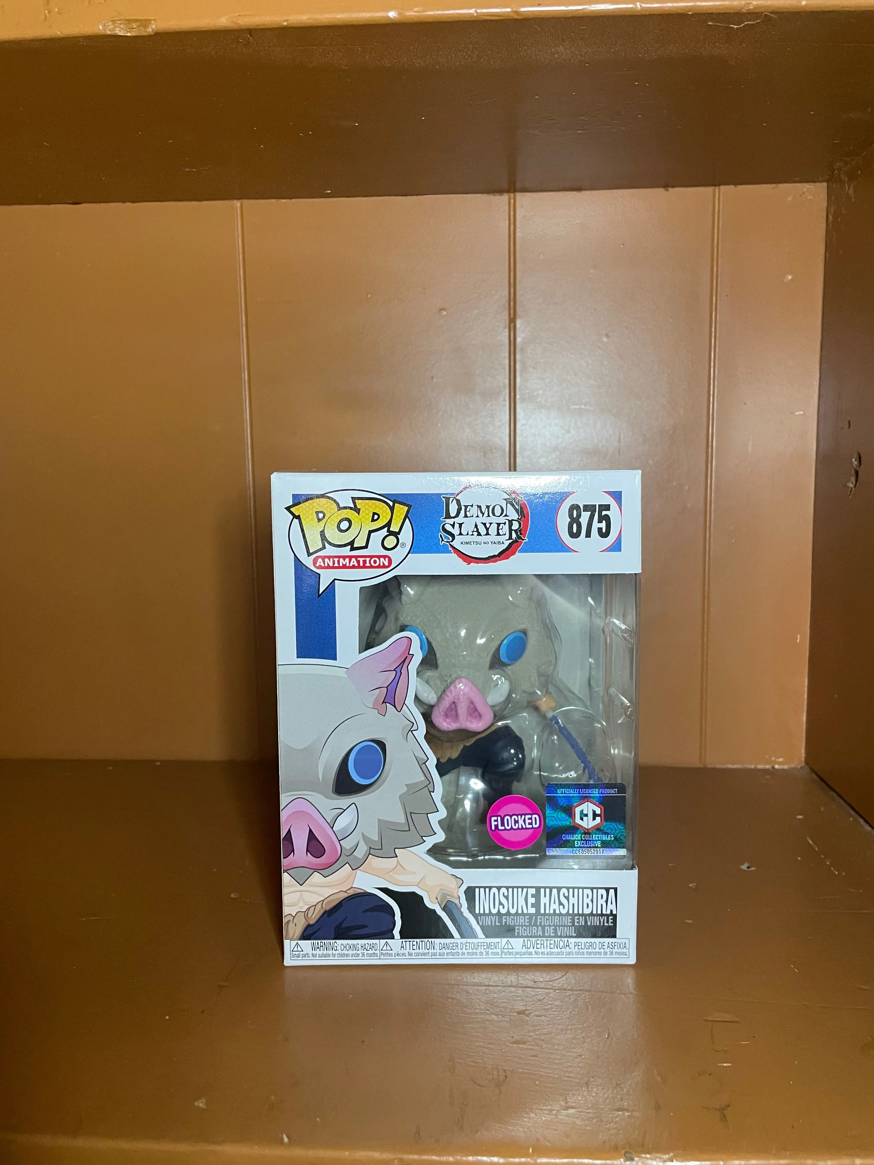 Product image for Flocked Inosuke Hashibira Funko POP! #875 (Chalice Collectibles Exclusive)